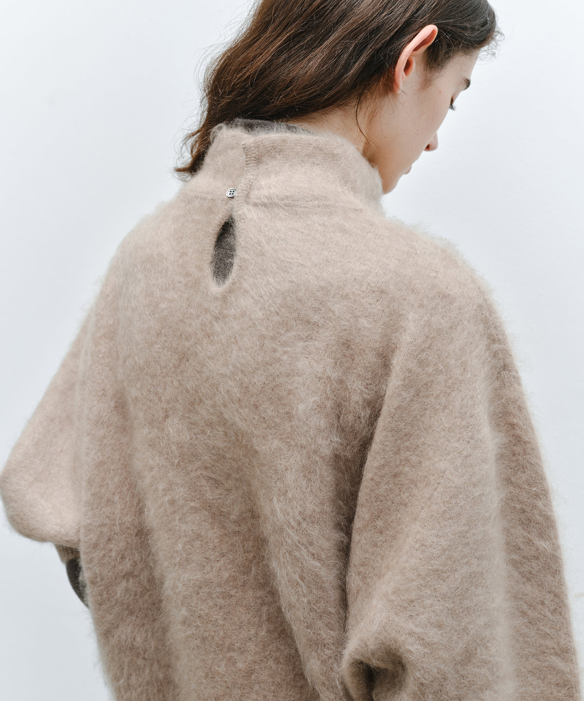 「10月下旬出荷予定」Brushed Cashmere-Blend Half Sleeve Knit Top