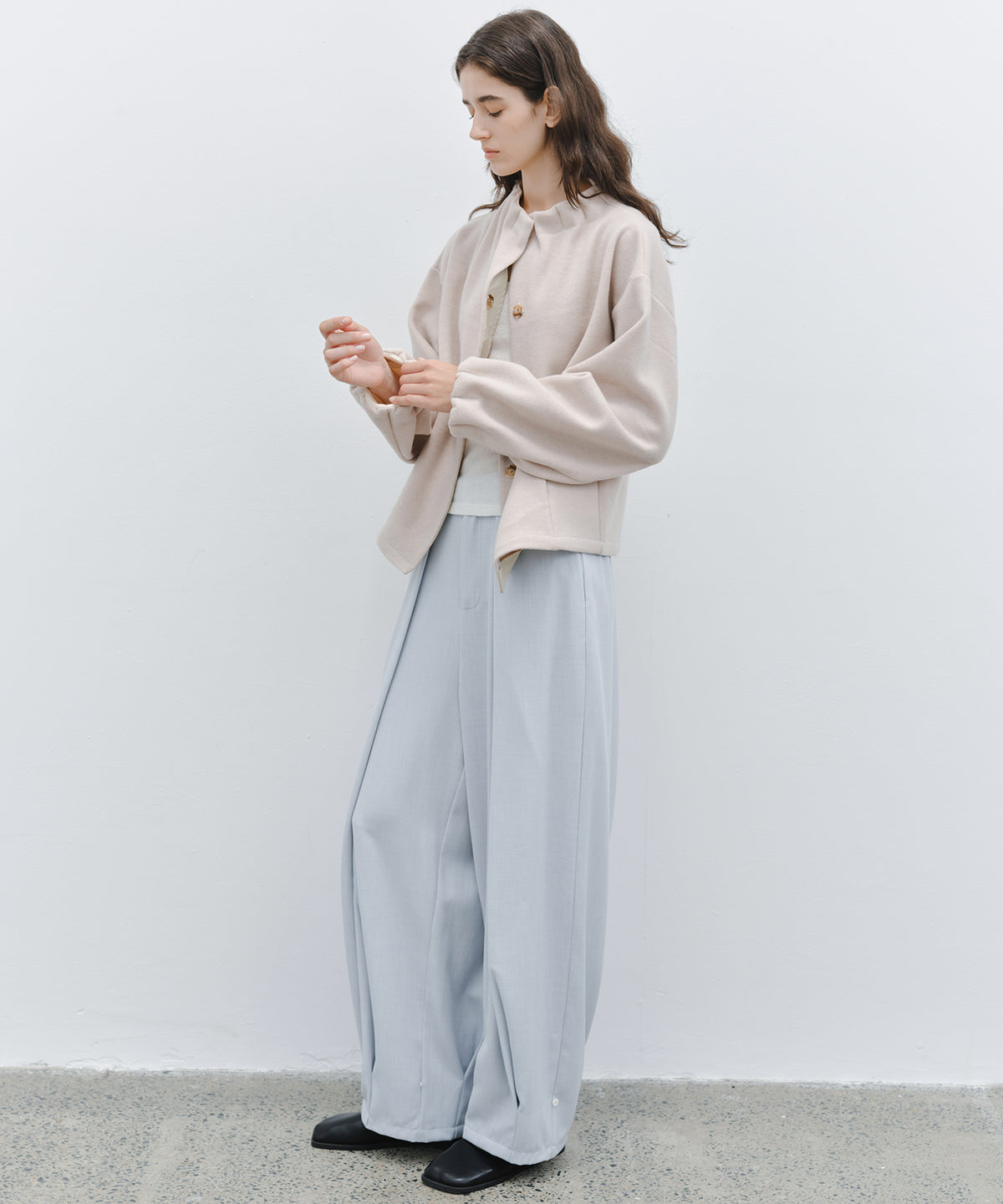 「10月下旬出荷予定」Wool-Like Balloon Flare Skirt