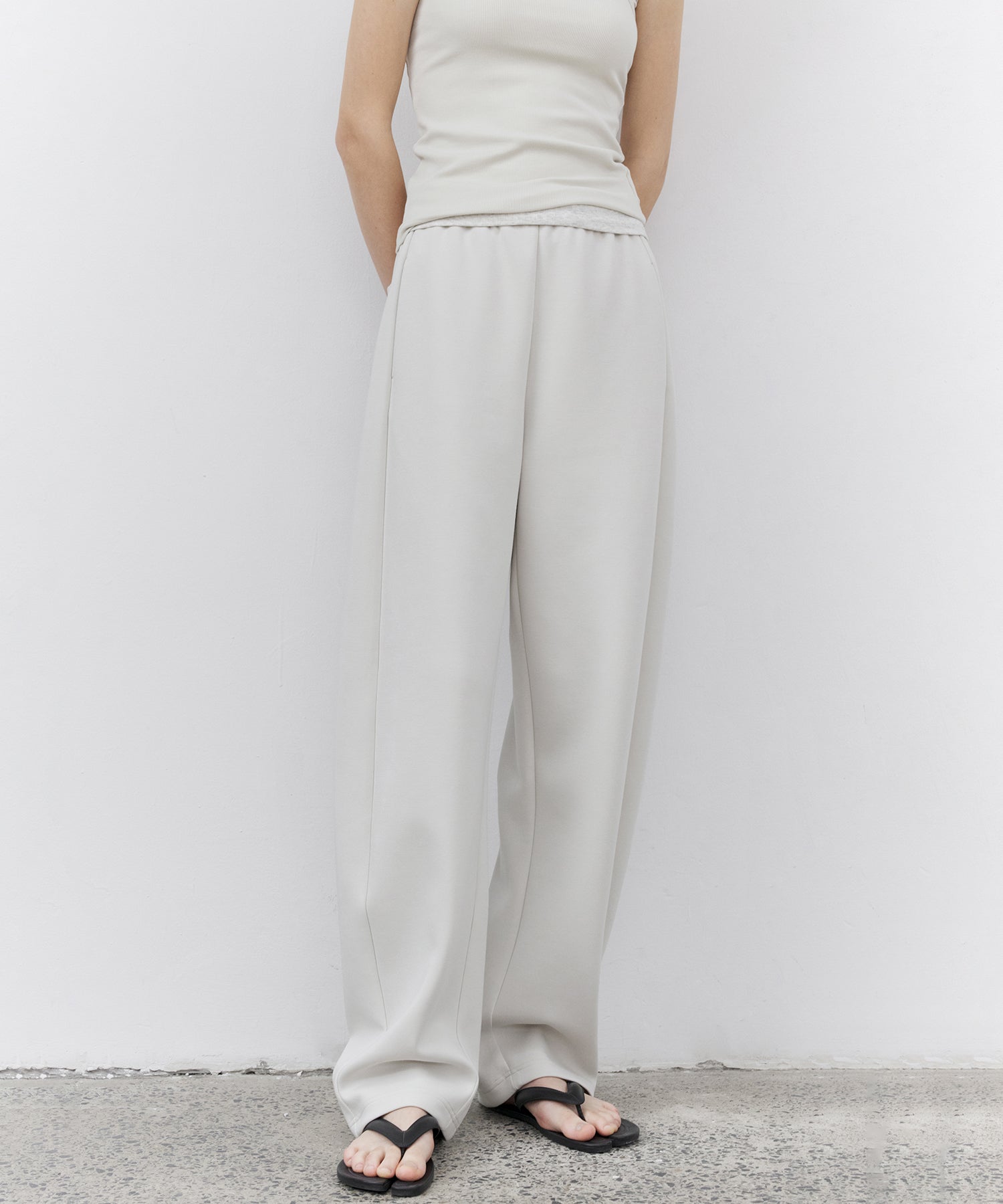 Curved Silhouette Jersey Wide Pants