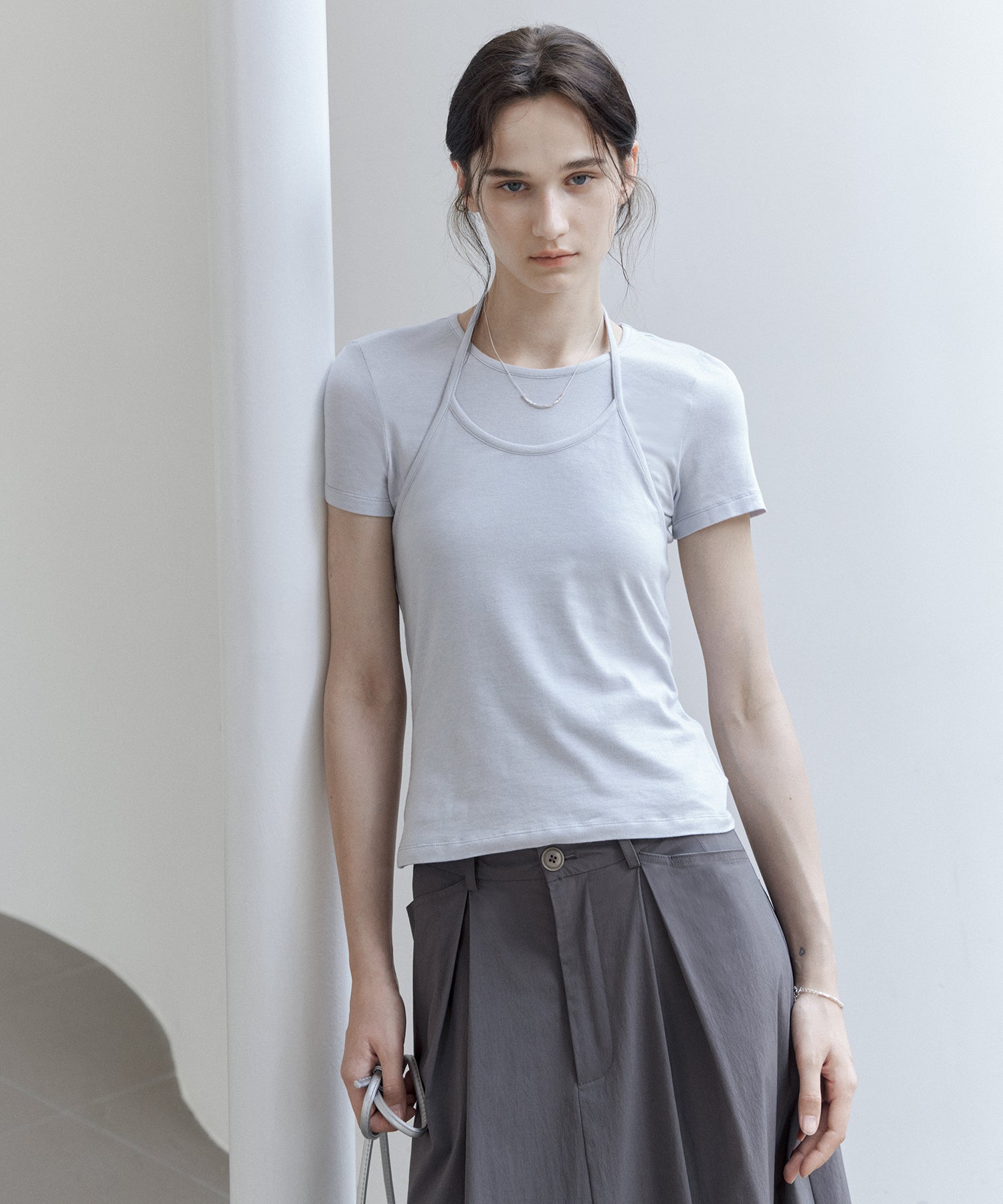 Layered Halter Neck T-Shirt Set