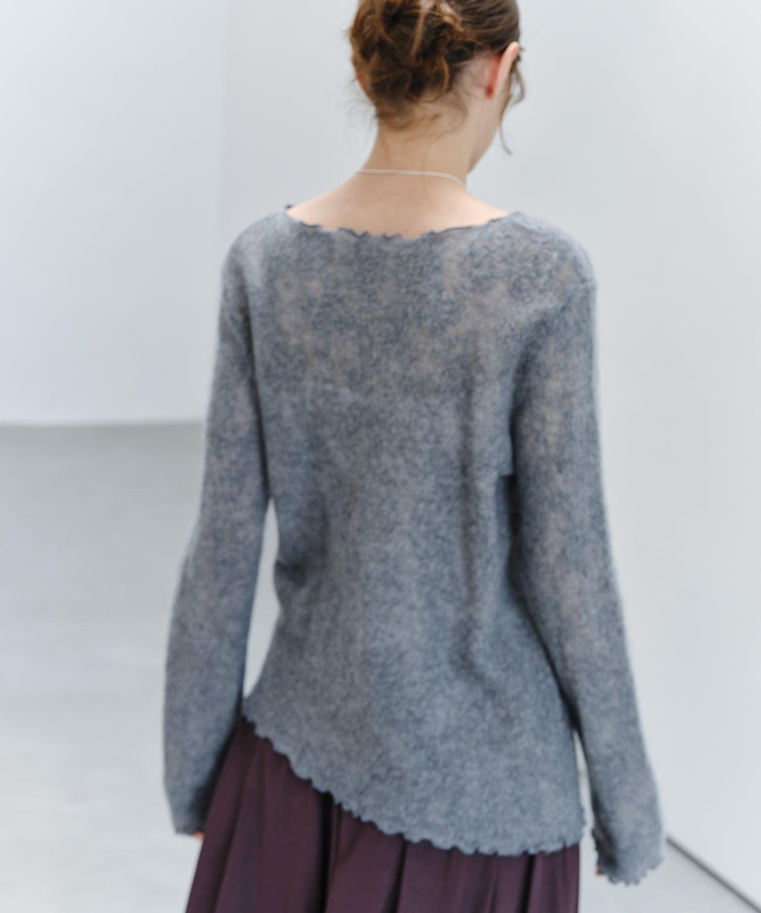 「9月下旬出荷予定」Sheer Jacquard Wool Silk Knit Top