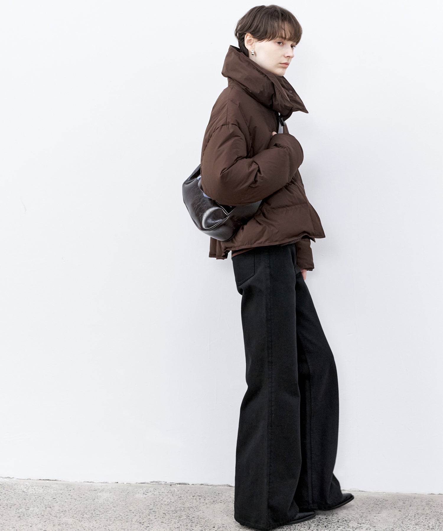 Drop Shoulder Short Puffer with Shaped Waist Design