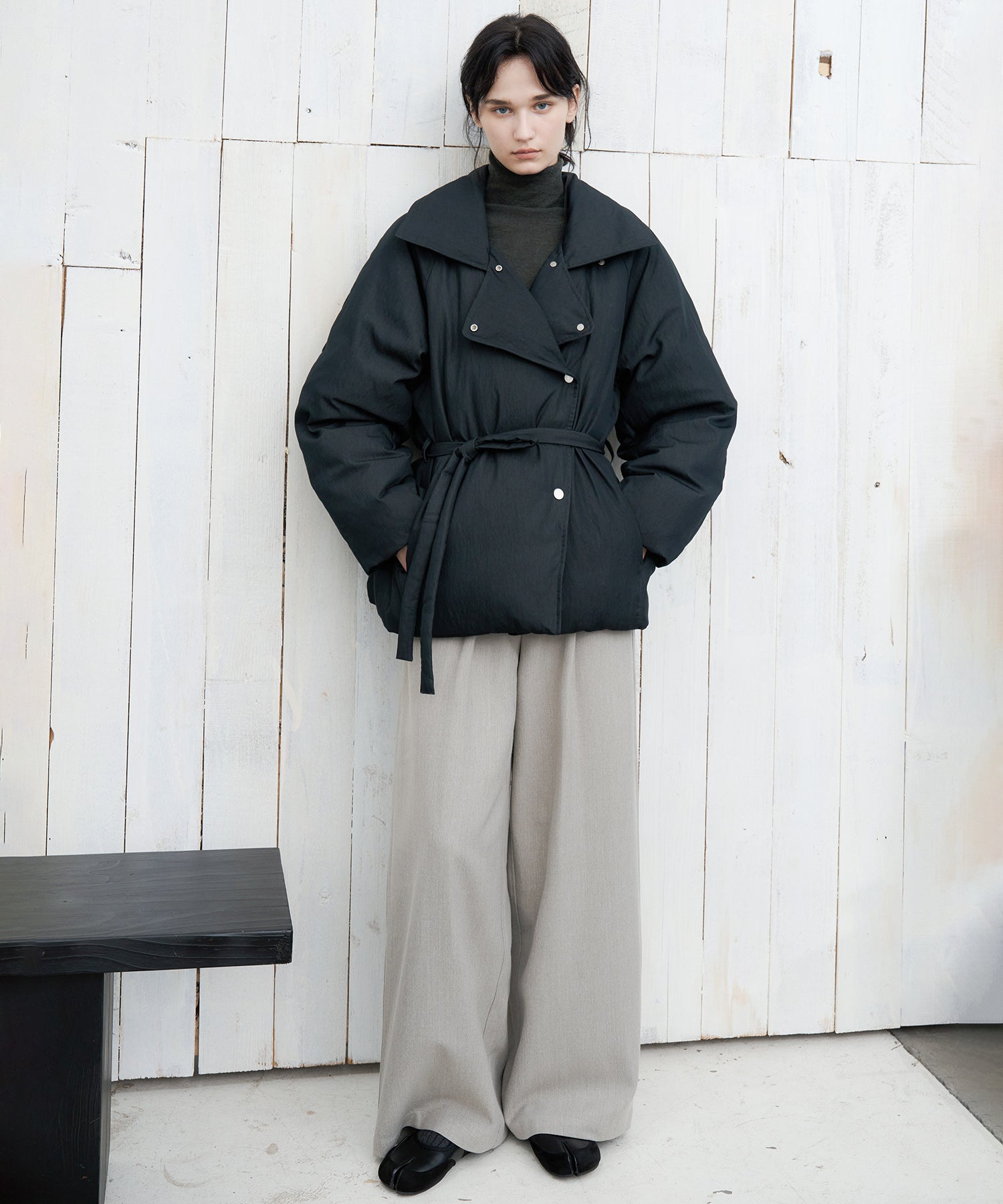 Textured Low-Rise Wide Straight Curved Pants