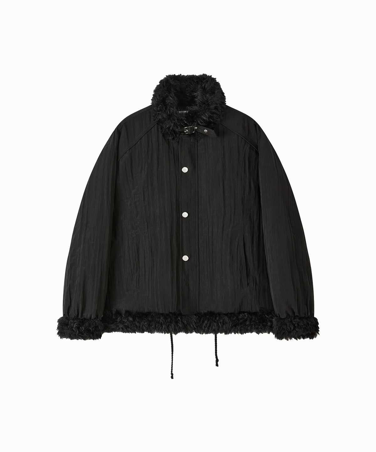 「10月下旬出荷予定」Faux Fur Trim Stand Collar Short Down Jacket