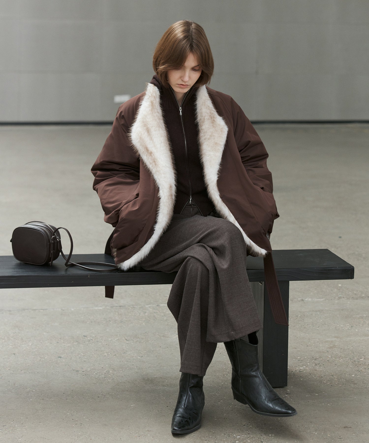 Faux Fur Collar Balloon Down Jacket