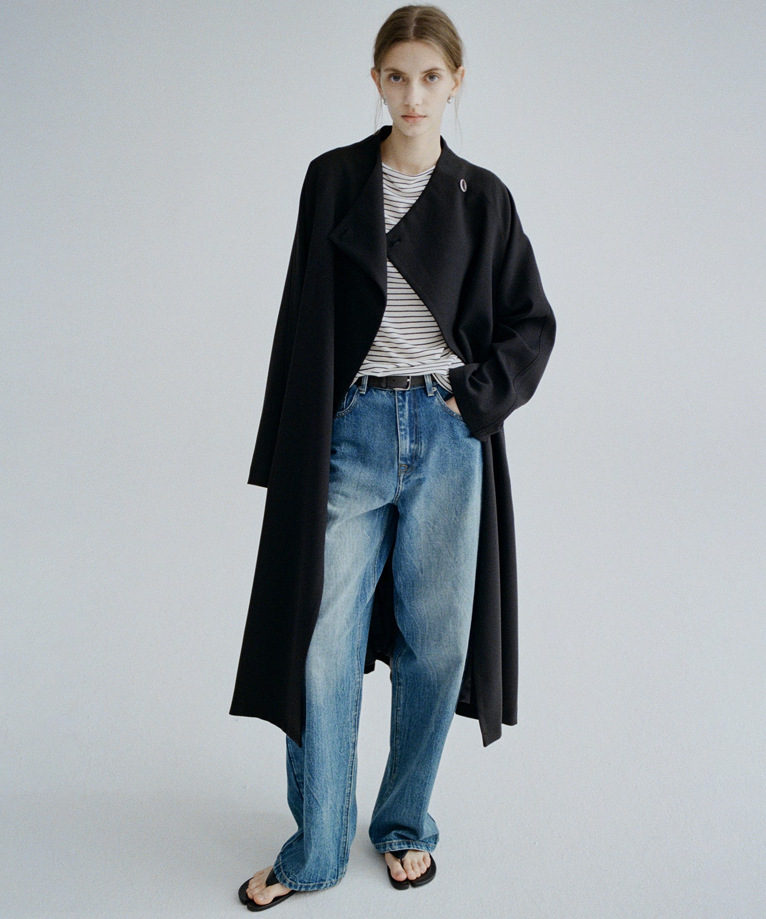 Asymmetric Collar Raglan Sleeve Long Coat