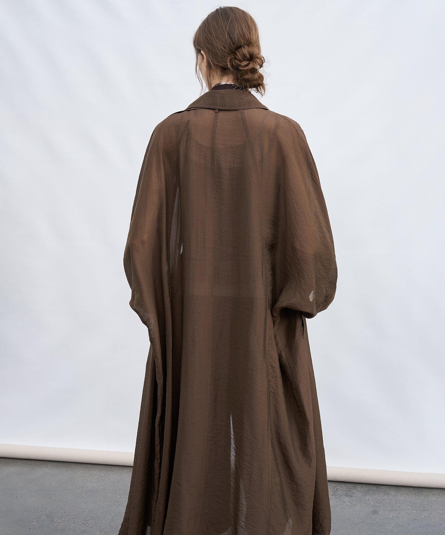 Silk Blend Sheer Long Coat