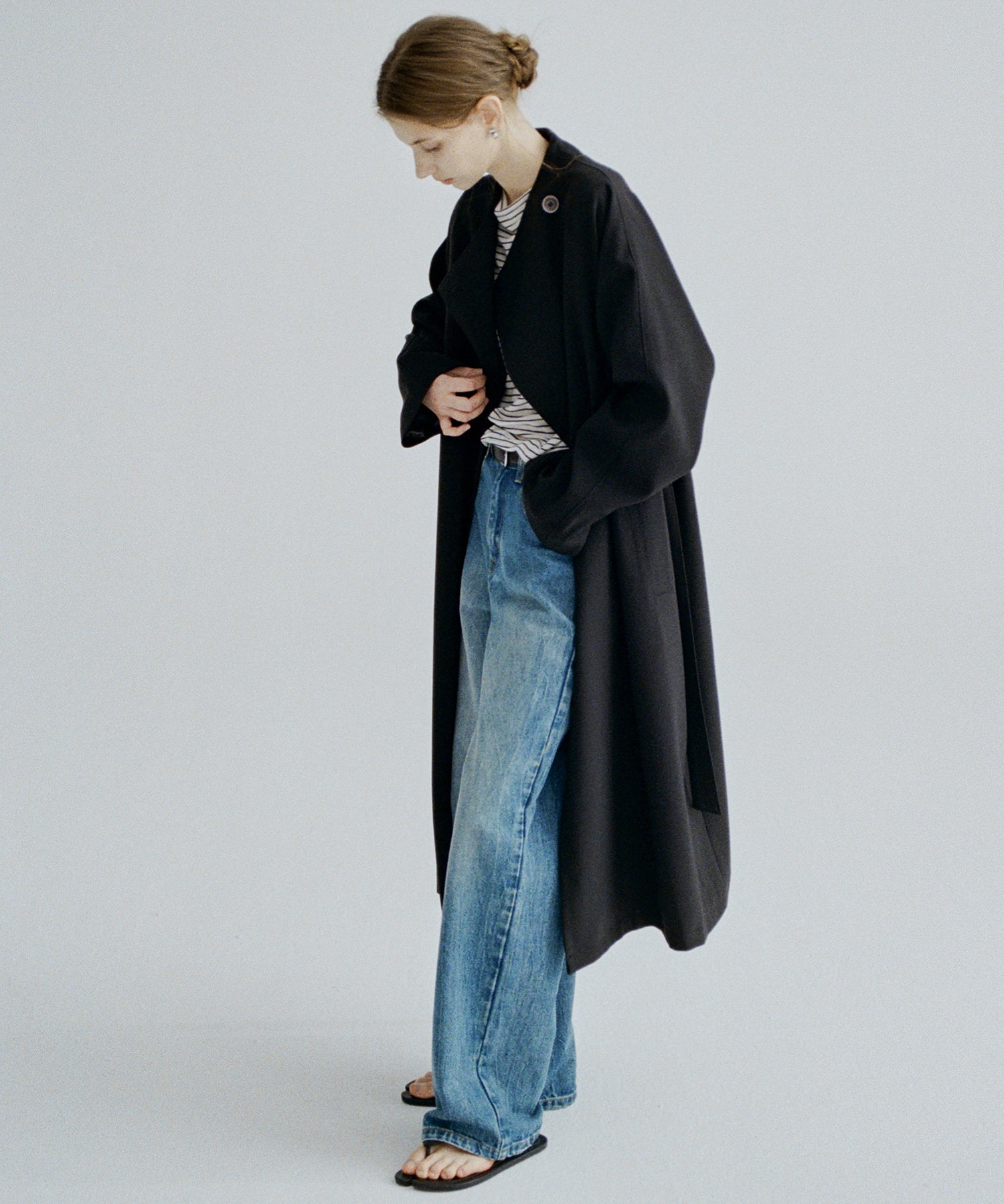 Asymmetric Collar Raglan Sleeve Long Coat