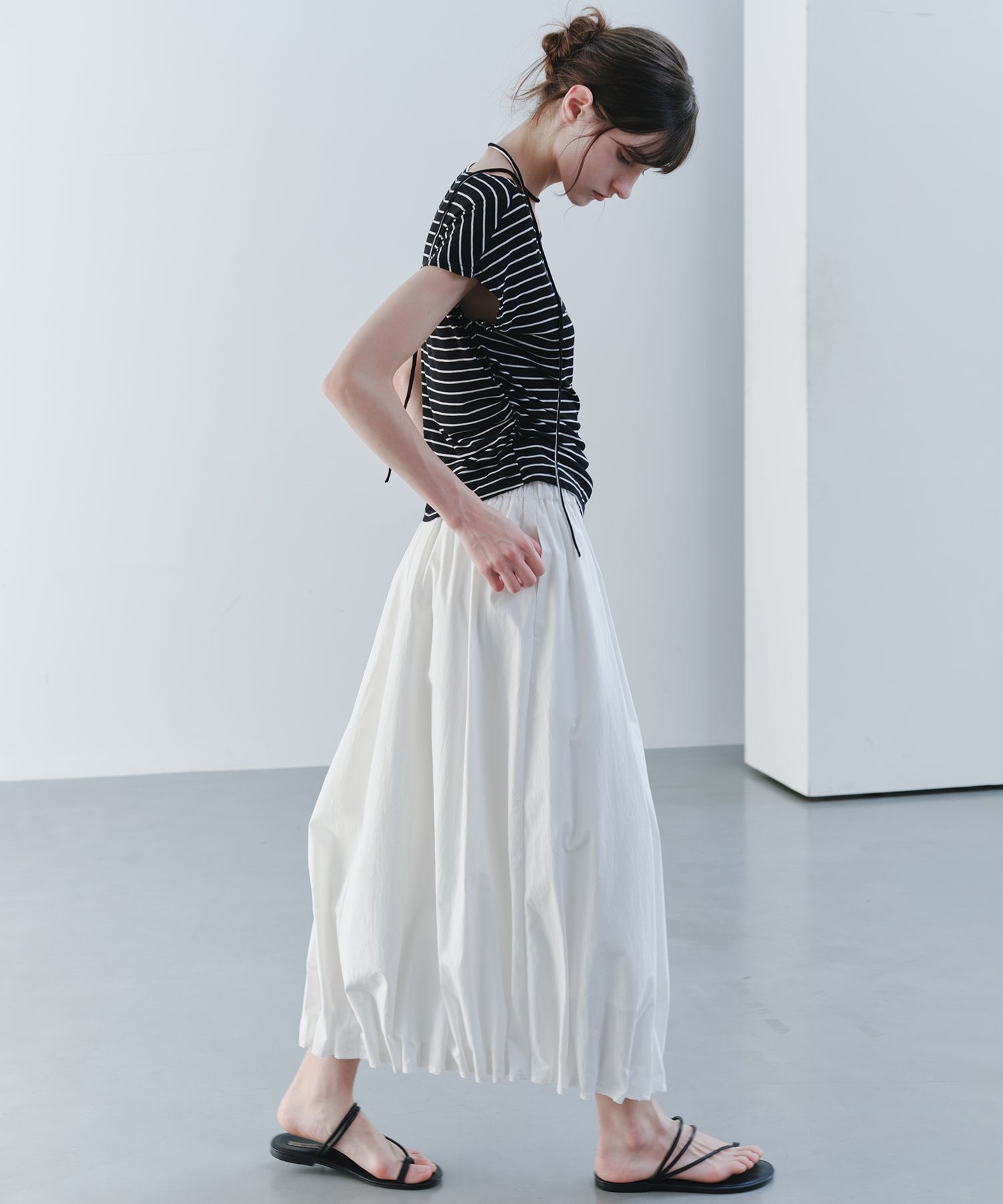 「7月上旬～中旬出荷」Tucked Balloon Hem Maxi Skirt