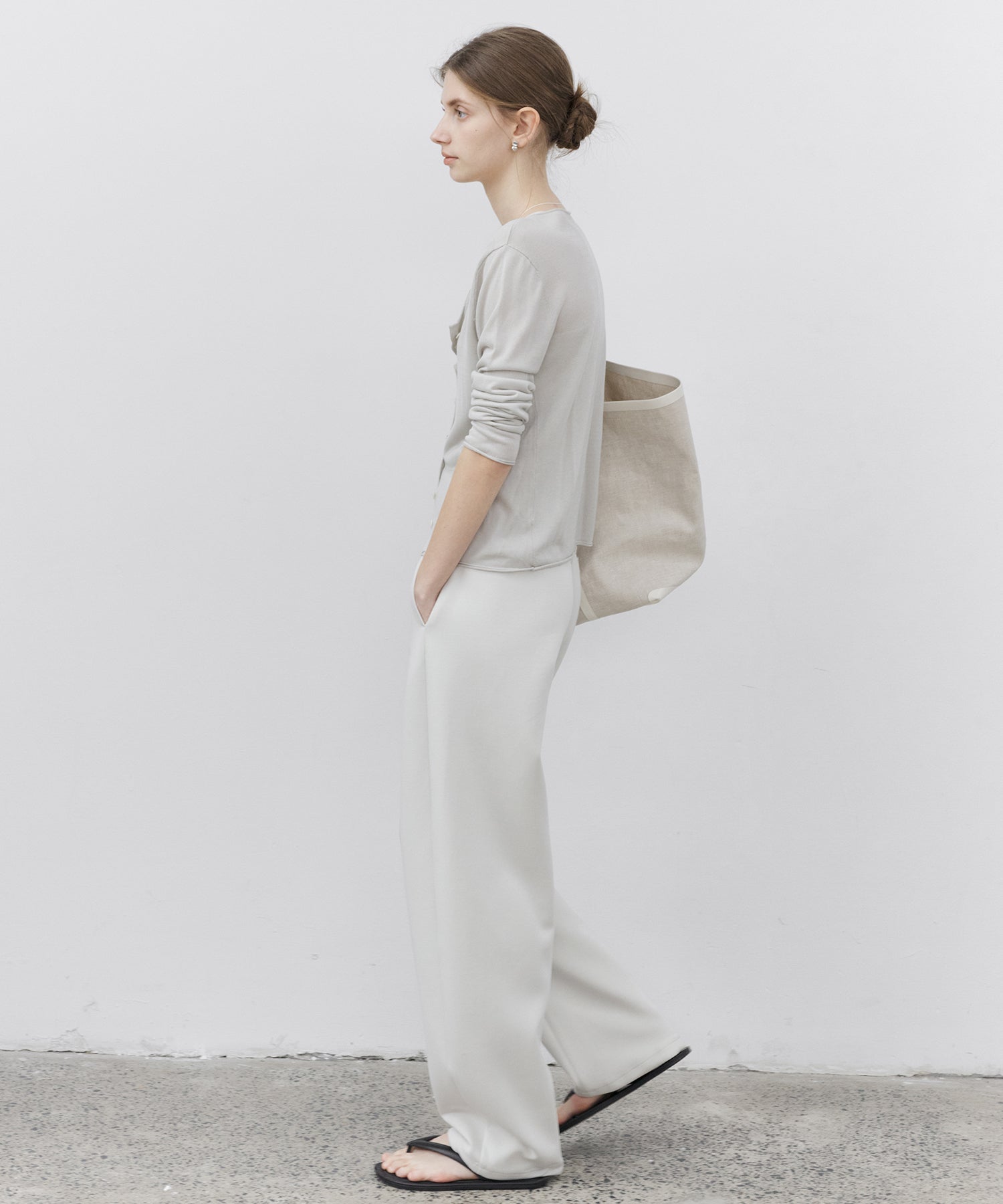 Curved Silhouette Jersey Wide Pants