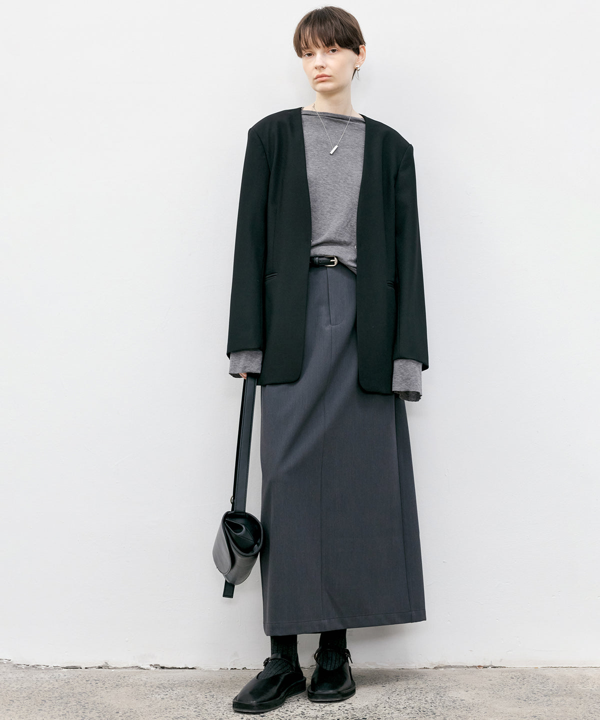 Back Slit Straight Maxi Skirt