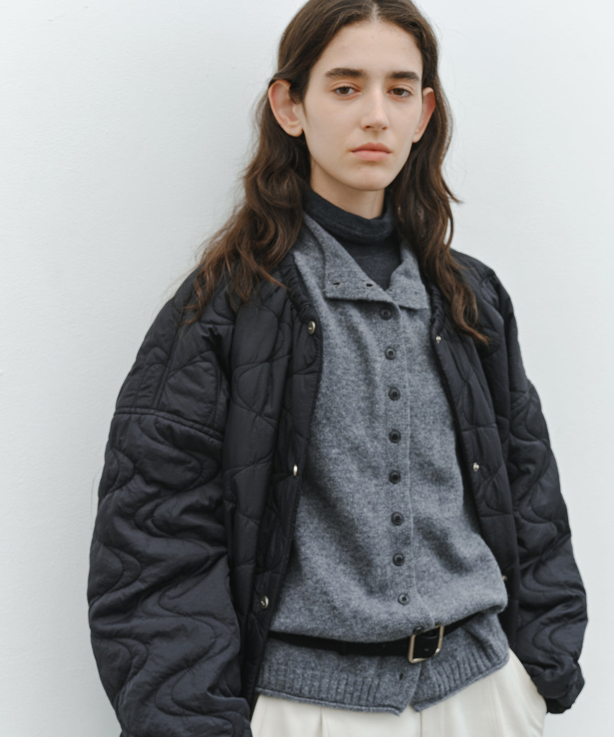 「10月下旬出荷予定」100% Wool High Neck Button Knit Vest