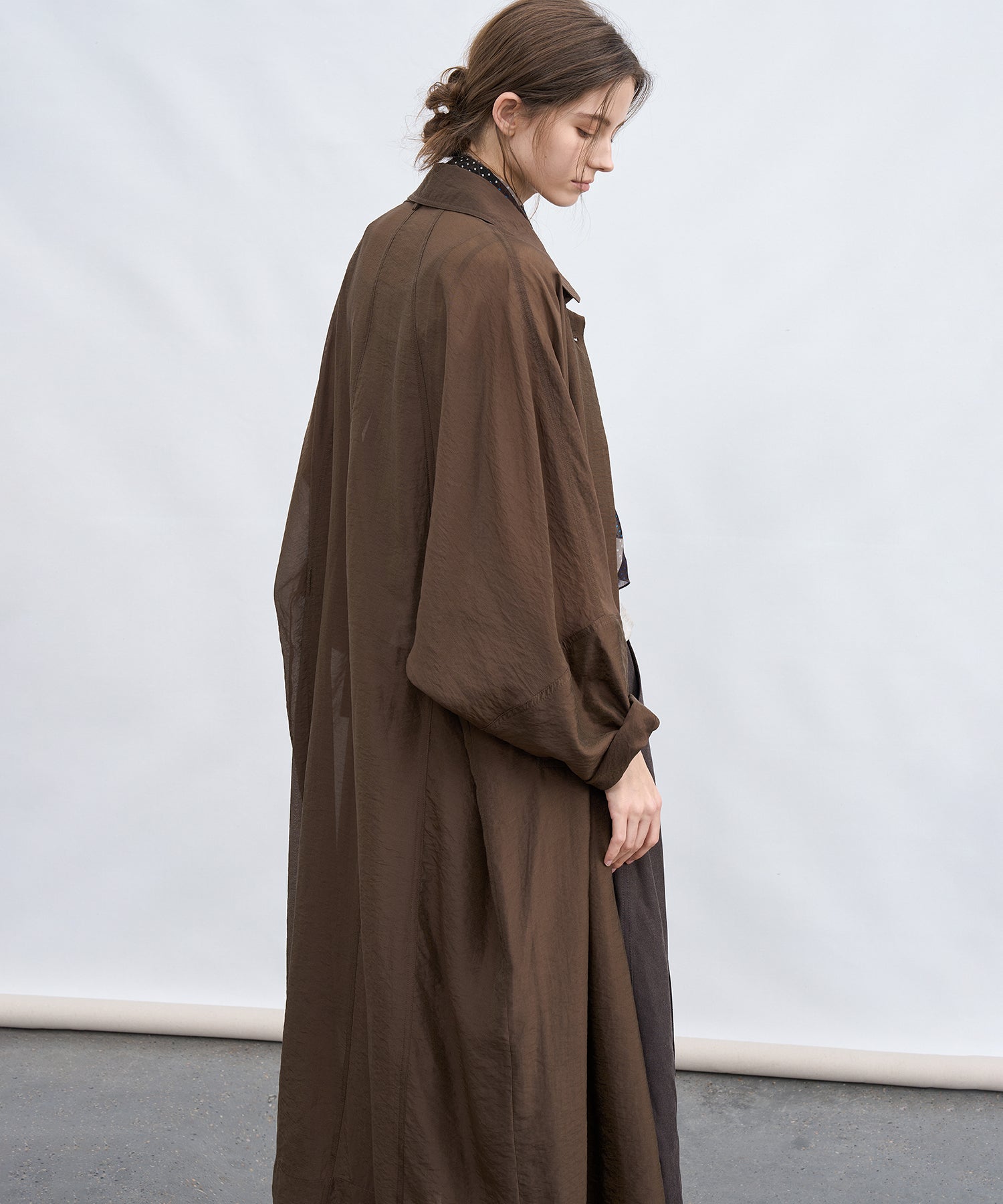 Silk Blend Sheer Long Coat