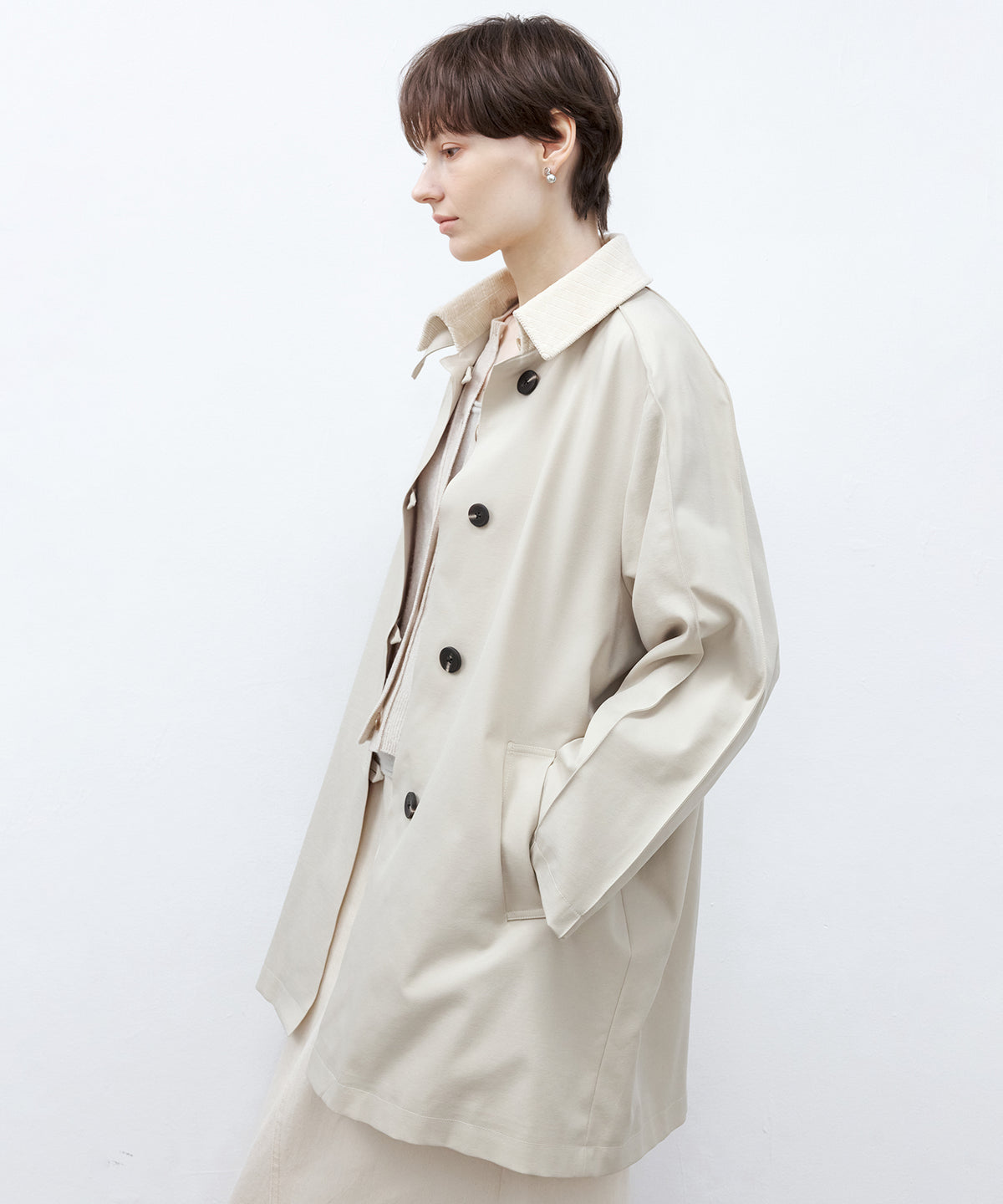 코듀로이 칼라 미들 코트