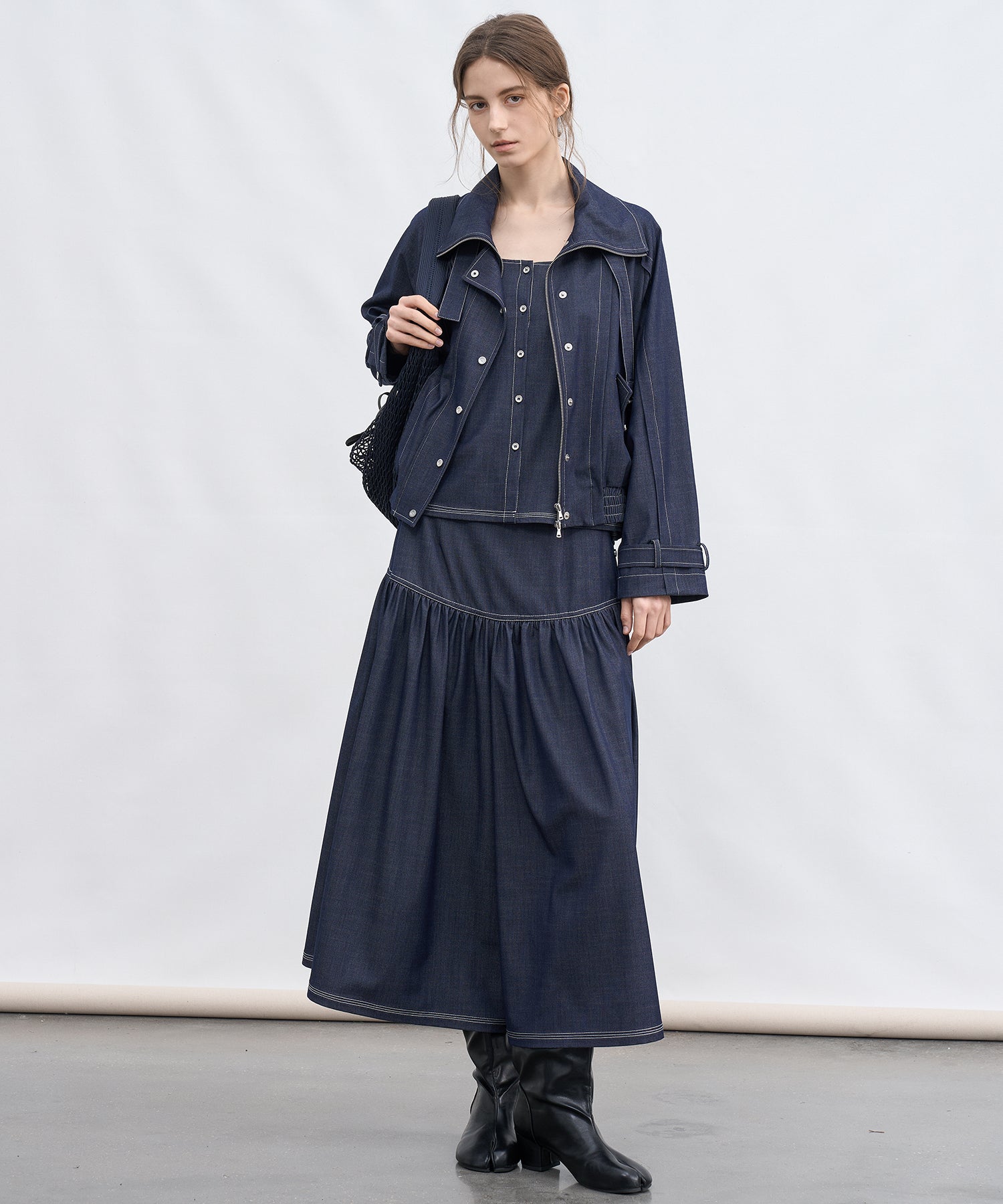 Light Denim Stand Collar Jacket