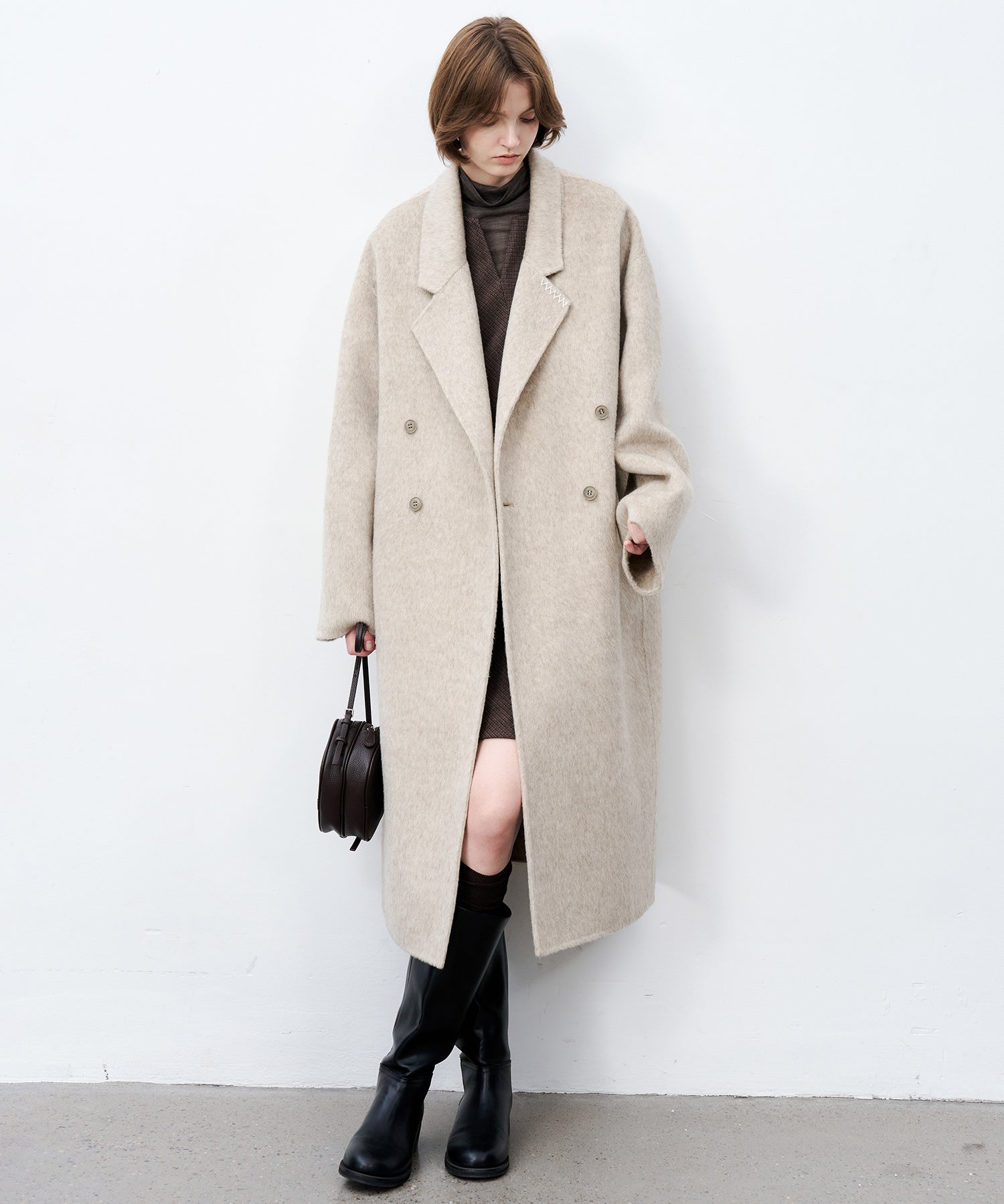 100% Wool Double-Face Long Lapel Oversized Overcoat(ウール100