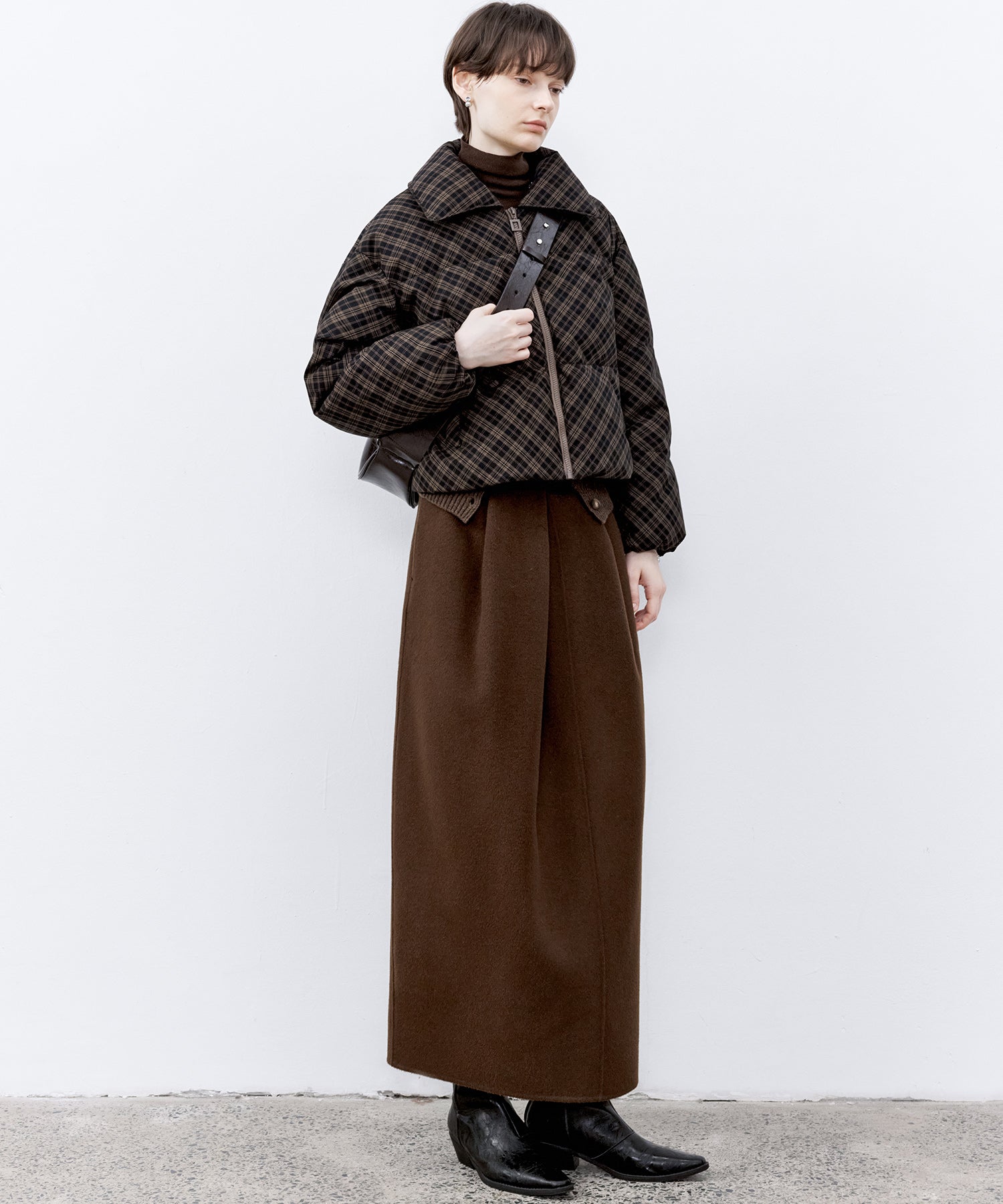 Wool Twill Skirt with Gathered Detail & Bubble Silhouette