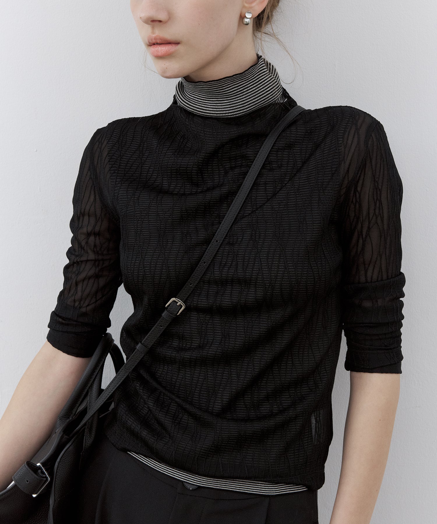 Lyocell Silk Blend High-Neck Knit Tank