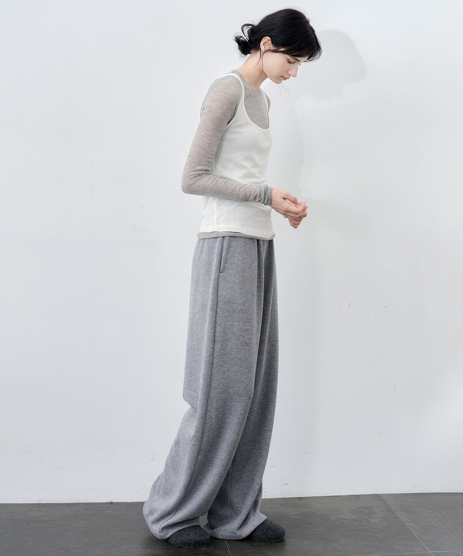 Knit Fleece Drawstring Wide Pants