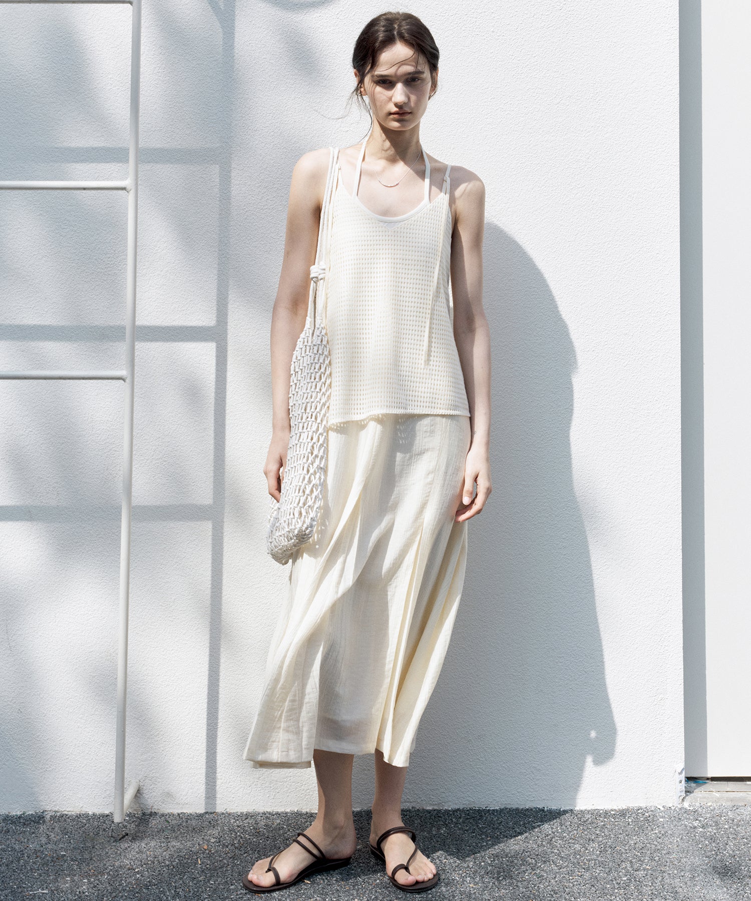 Cut-Out Layered-Look Relaxed Fit Cami Dress