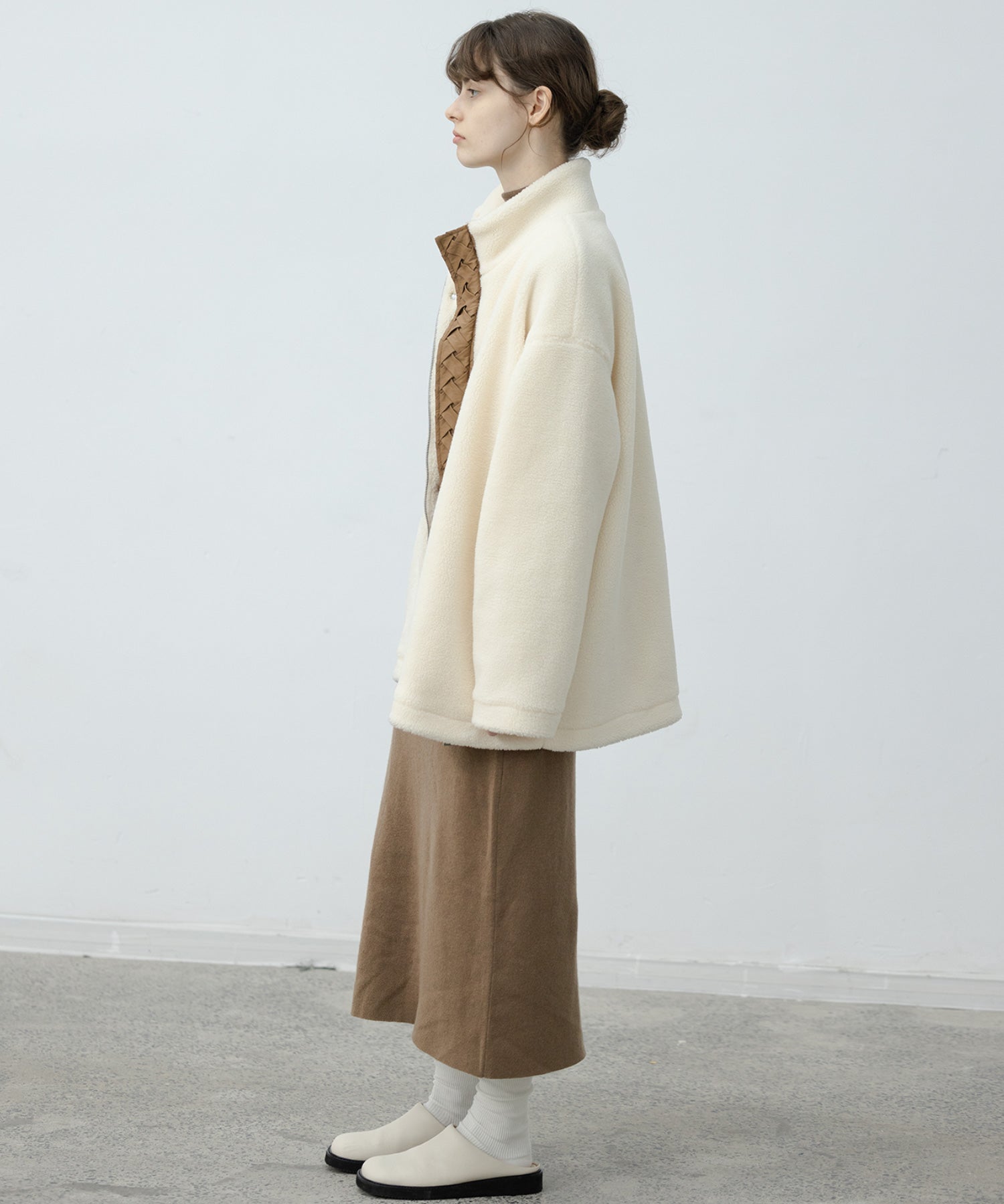 Center Line Knit Soft Boa Jacket
