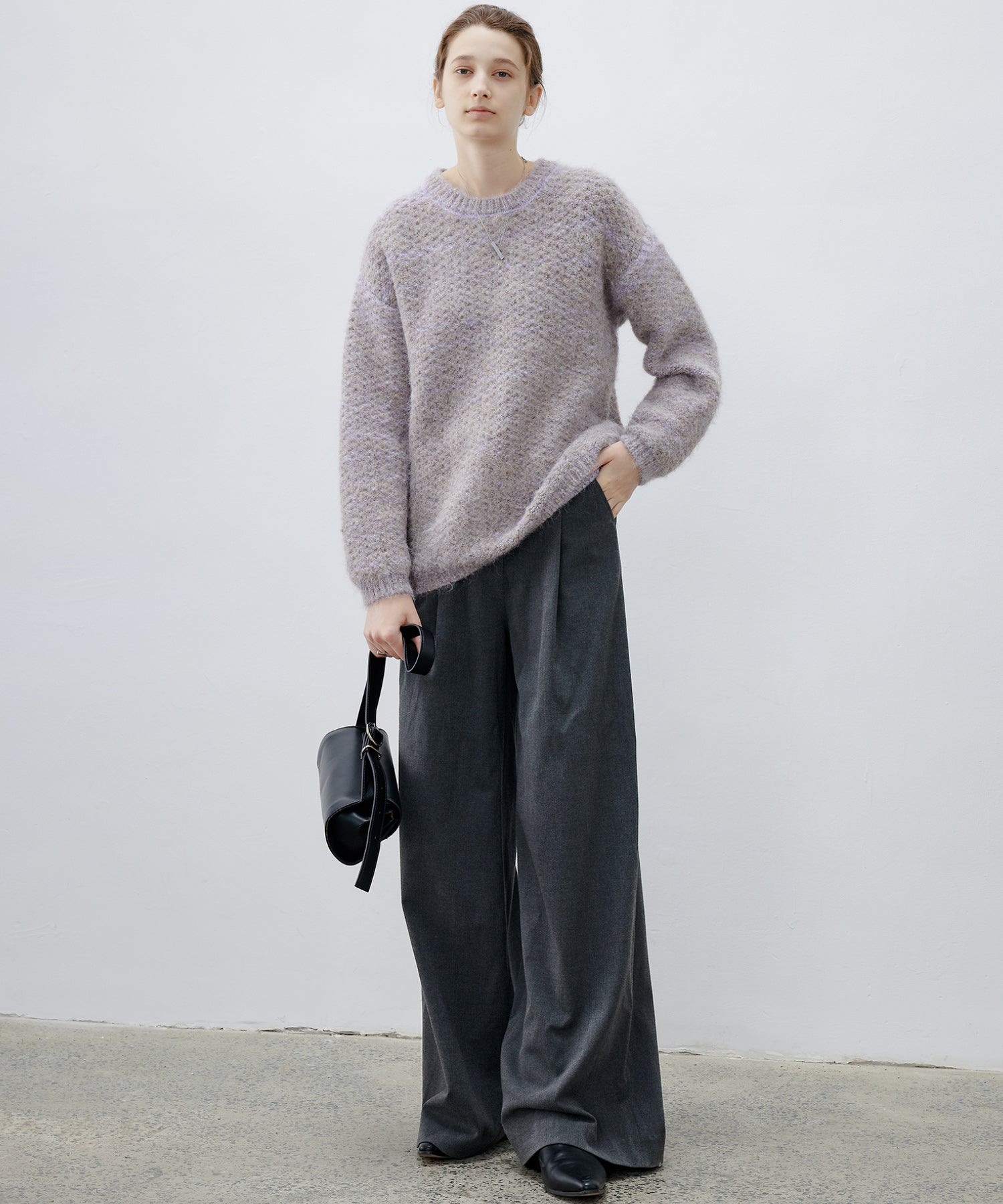 [tageechita] Wool blend crew neck knit