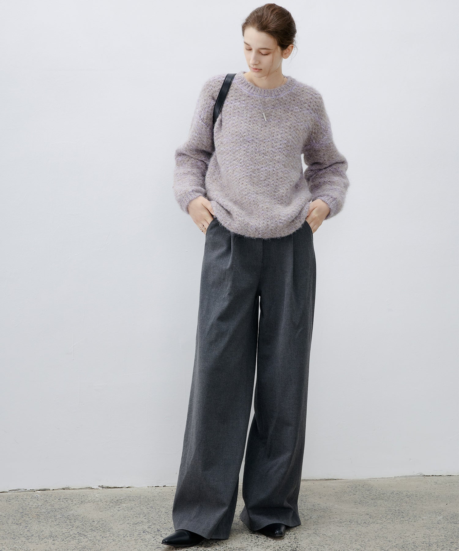 [tageechita] Wool blend crew neck knit
