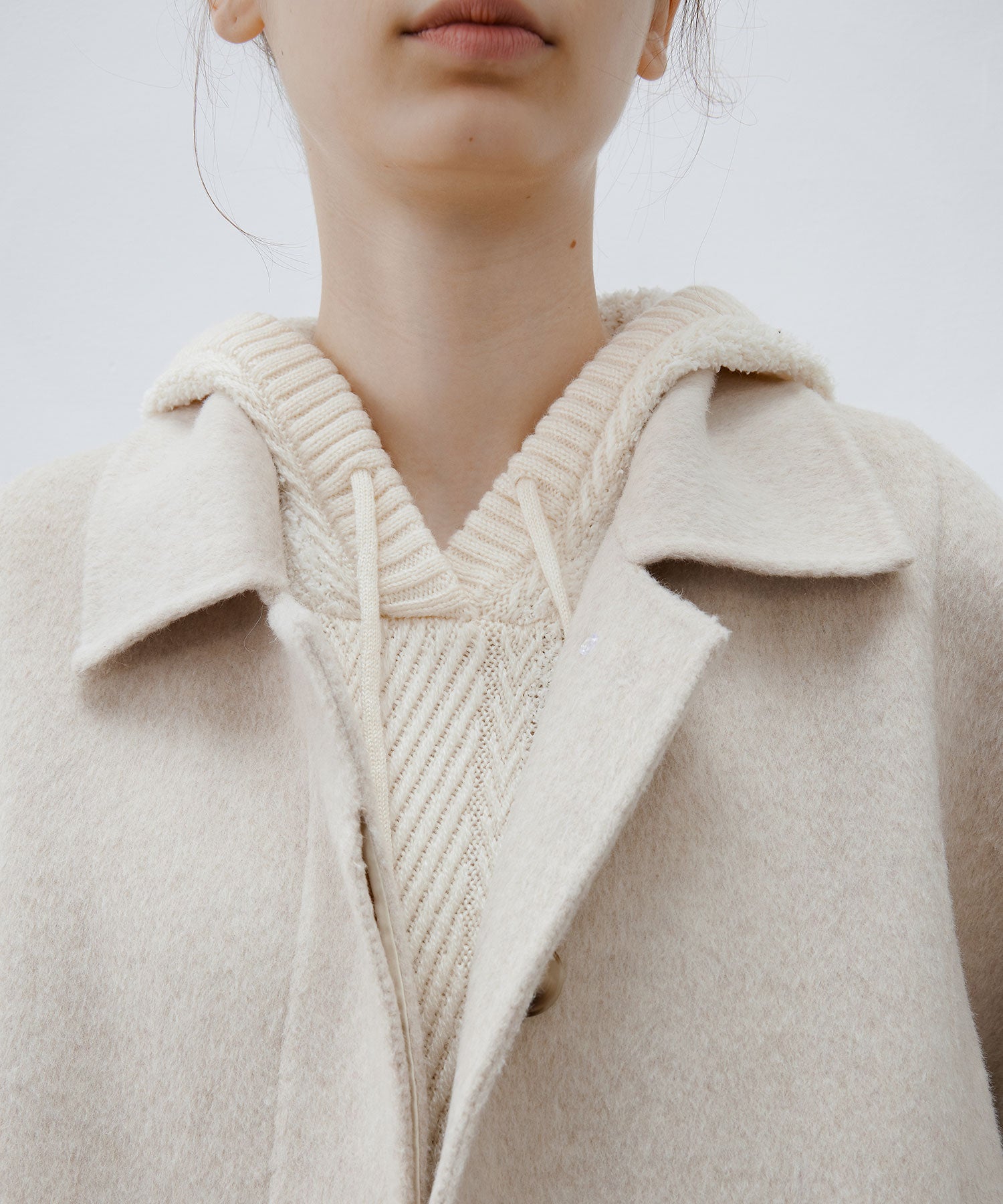 Double-Face Wool Cocoon Coat with Batwing Sleeves
