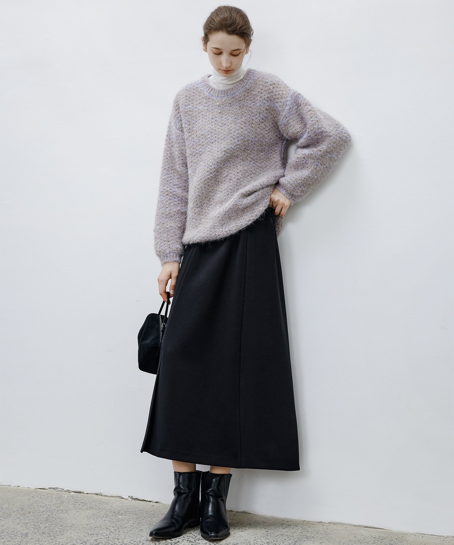 [tageechita] Wool blend crew neck knit
