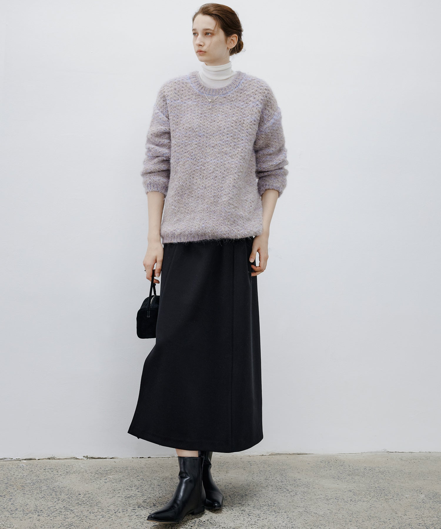 [tageechita] Wool blend crew neck knit