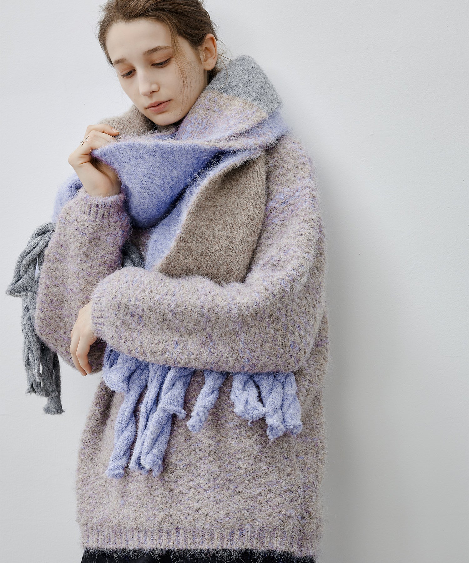 [tageechita] Wool blend crew neck knit