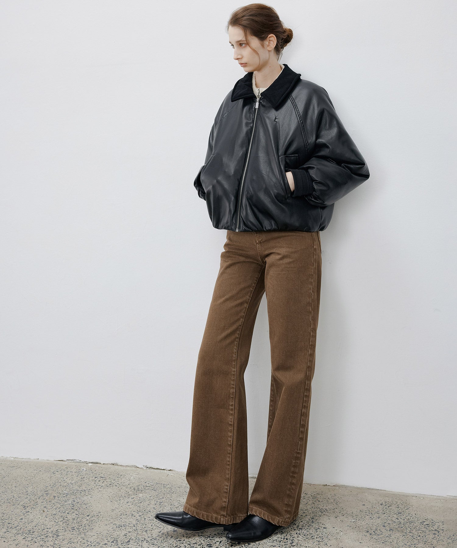 Faux Leather Flight Jacket