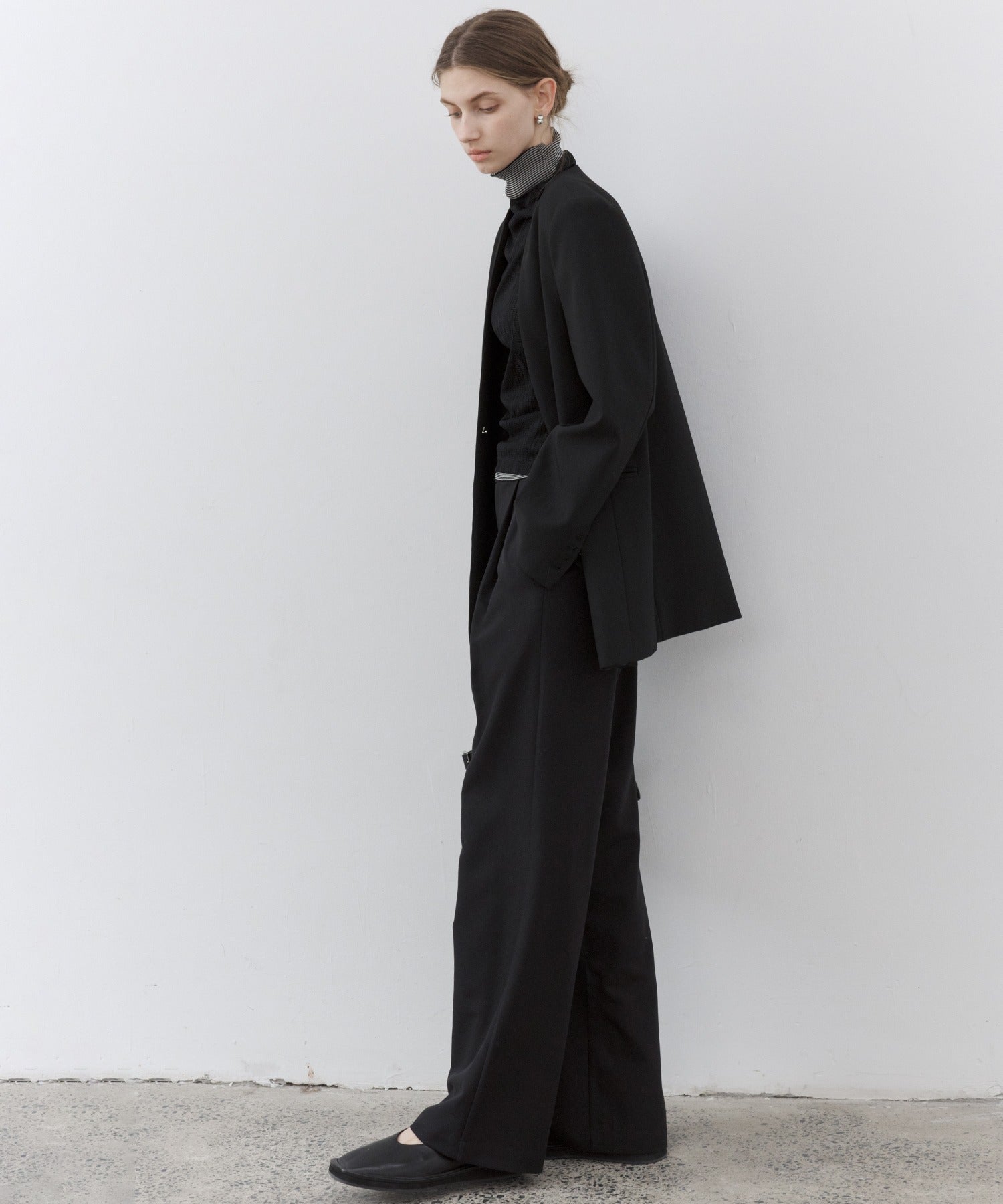 Draped Wide-Leg Tailored Pants