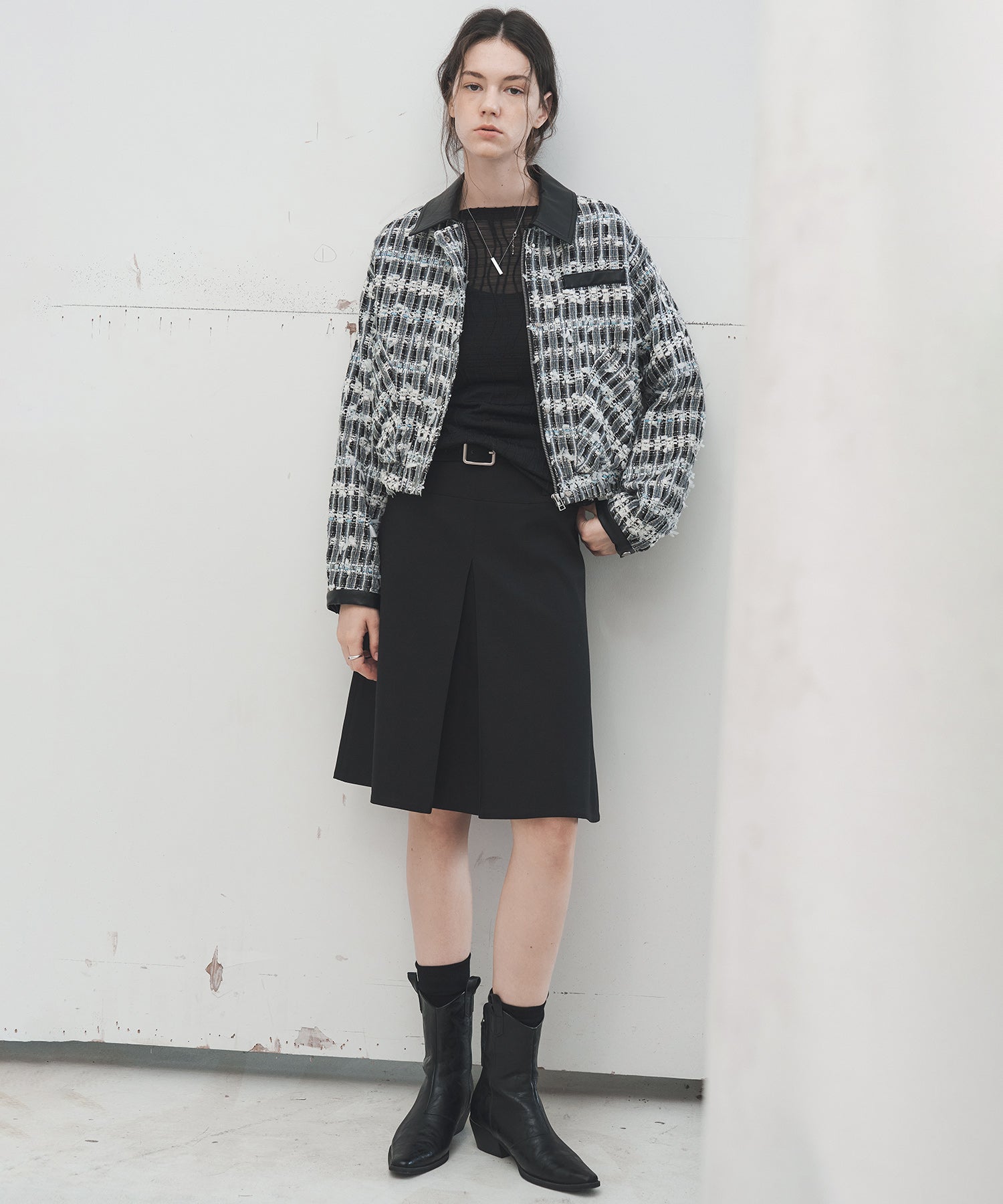2-Way Pleated Suit Midi Skirt – High Waist A-Line Fit
