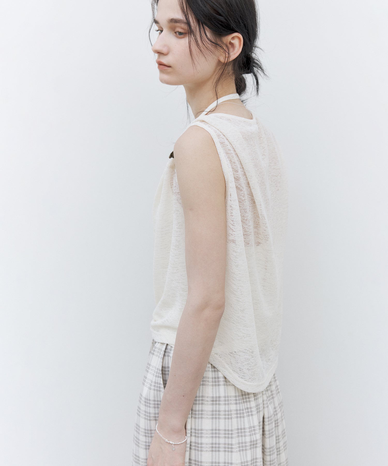 Sheer Asymmetric Sleeveless Top