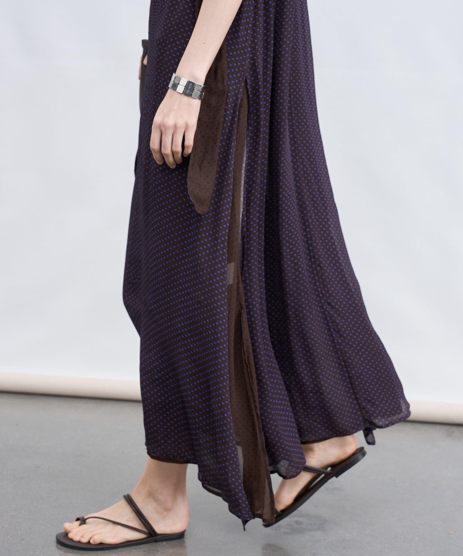 Dot Scarf Detail V-Neck Dress