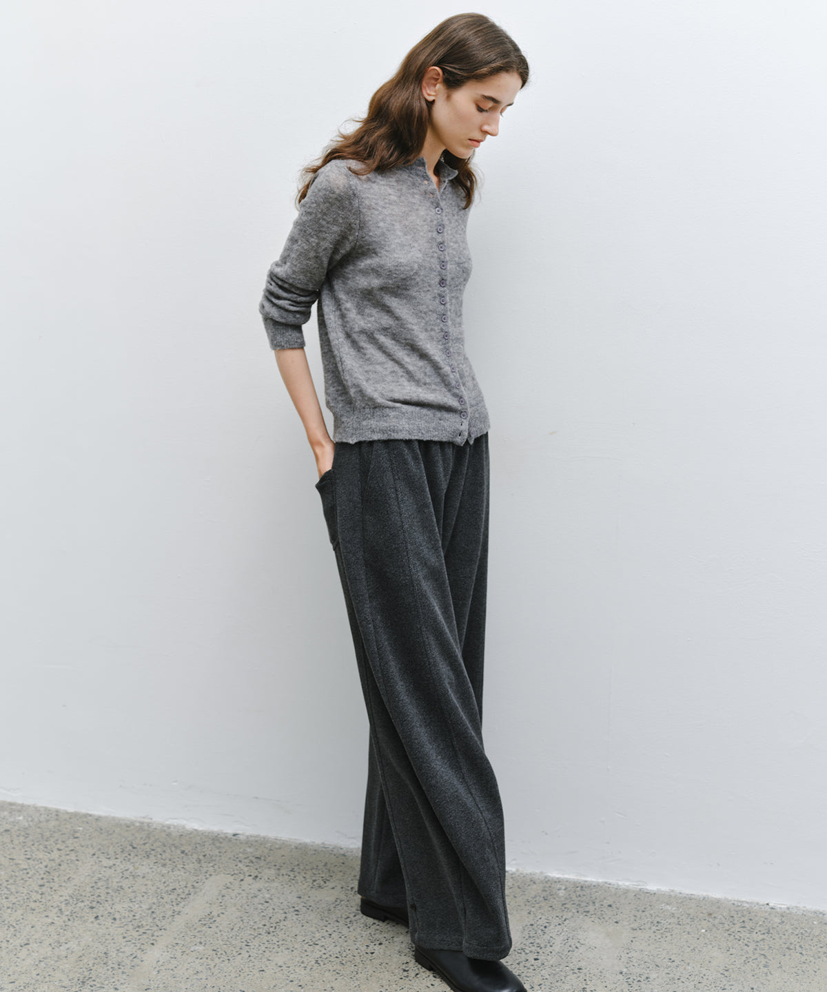 「10月下旬出荷予定」Melange Wool-Blend Multi Button Knit Cardigan