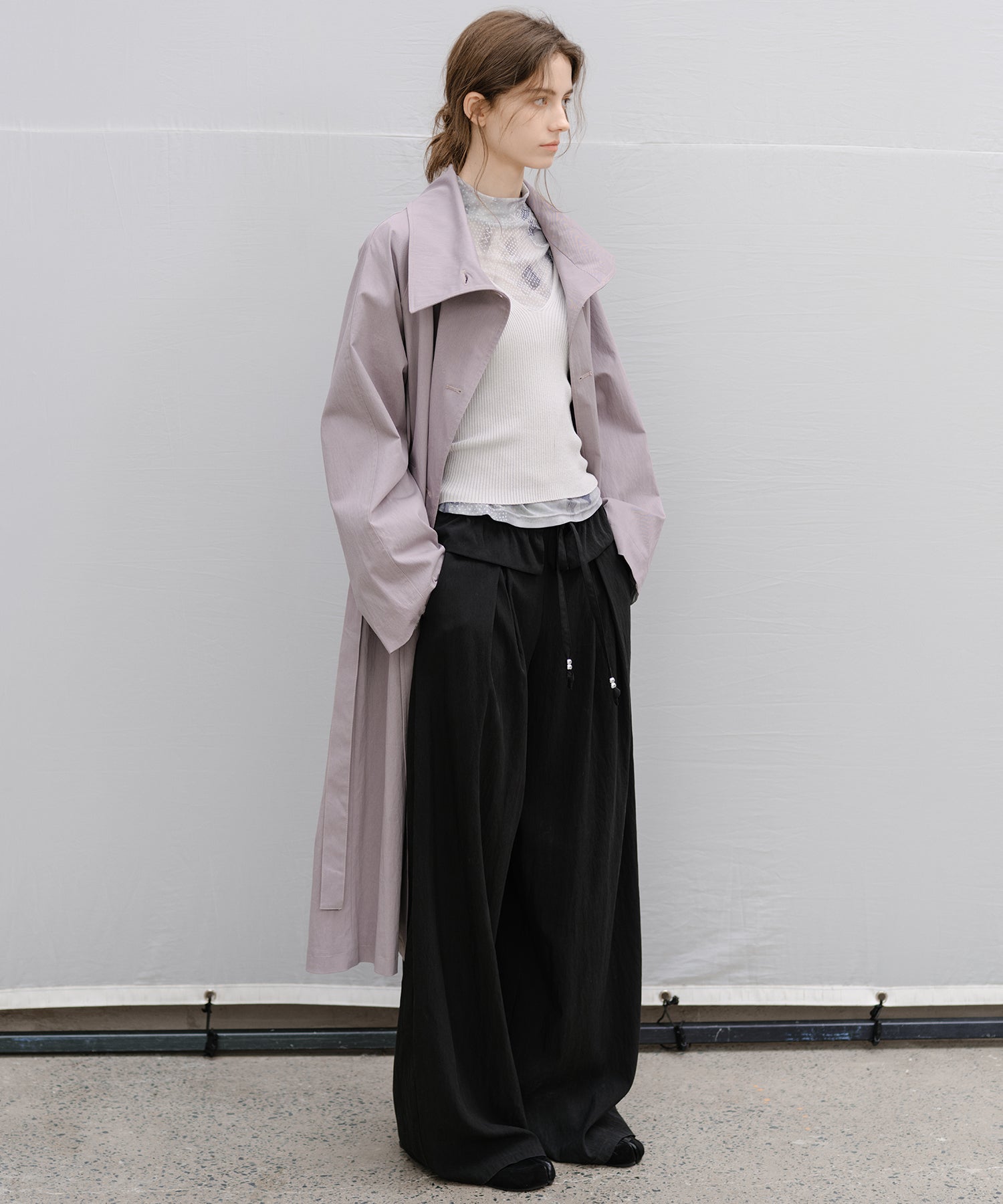 Wrap Collar Belted Long Trench Coat