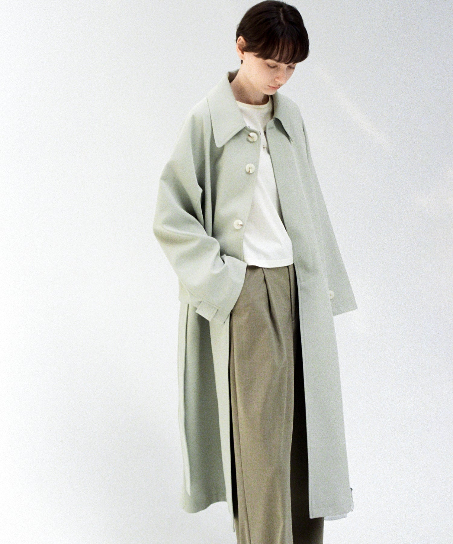 tageechita タジチタ　オーバーサイズウールラグランコート　ロングコート Oversized Raglan Sleeve Long Coat with Belt