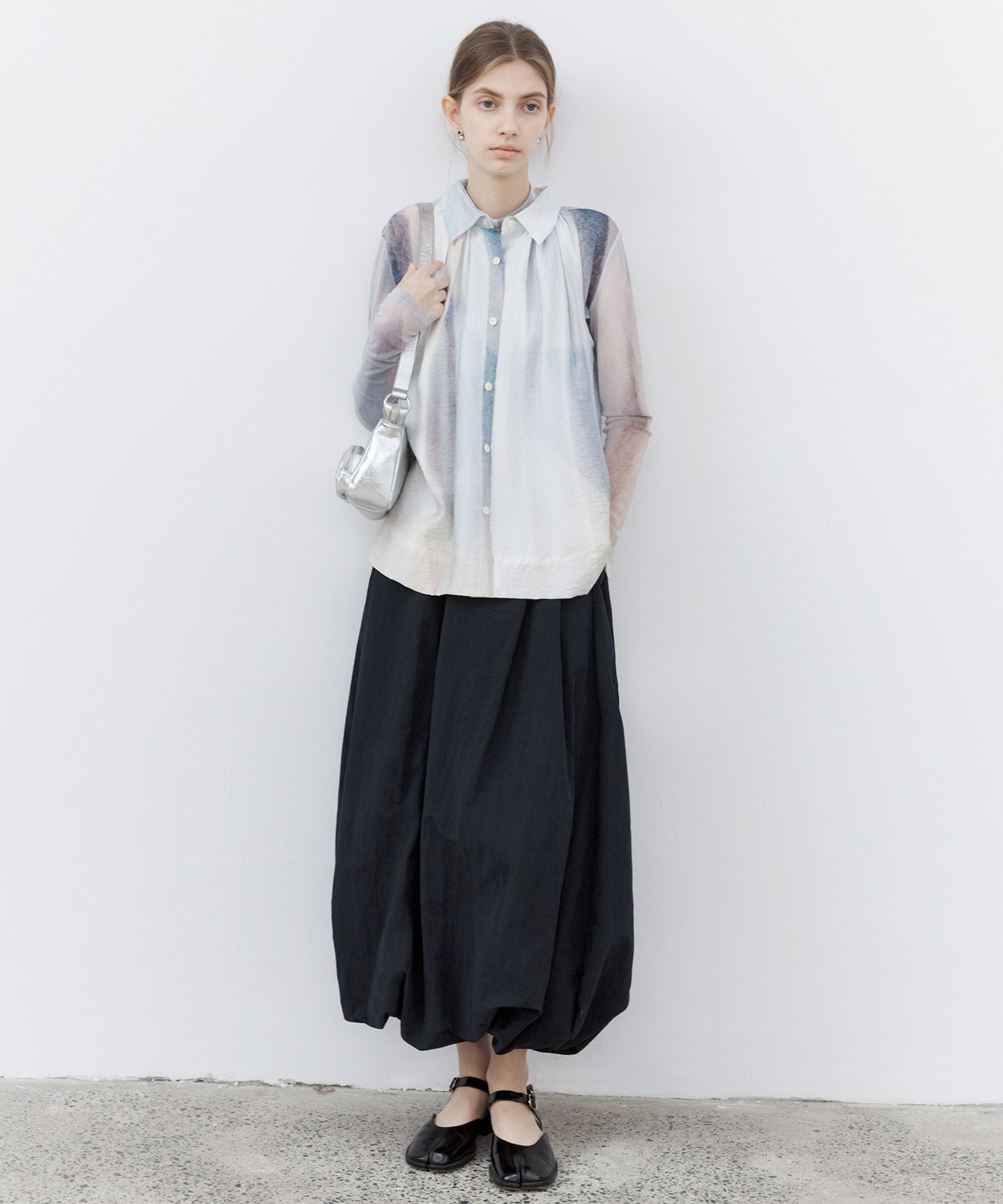 Structured Balloon Silhouette Long Skirt