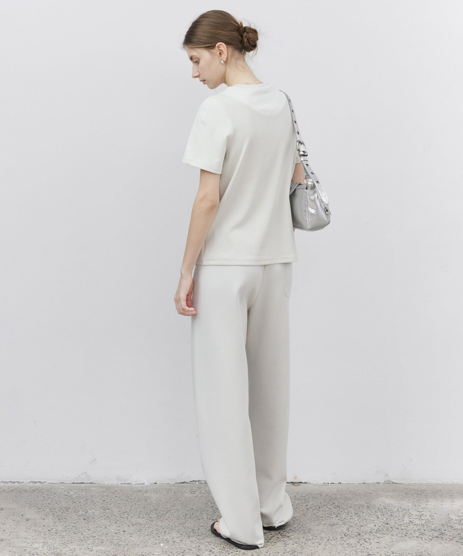 Curved Silhouette Jersey Wide Pants