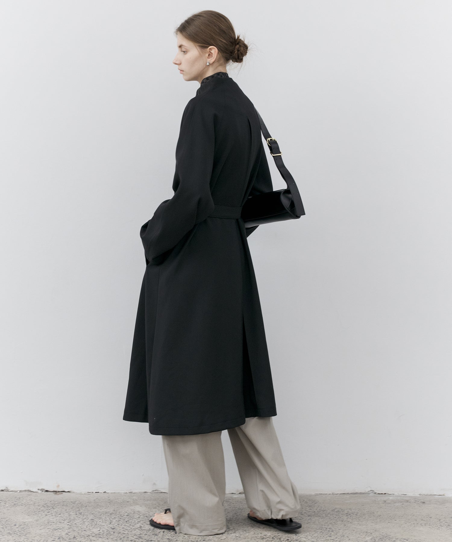 Asymmetric Collar Raglan Sleeve Long Coat