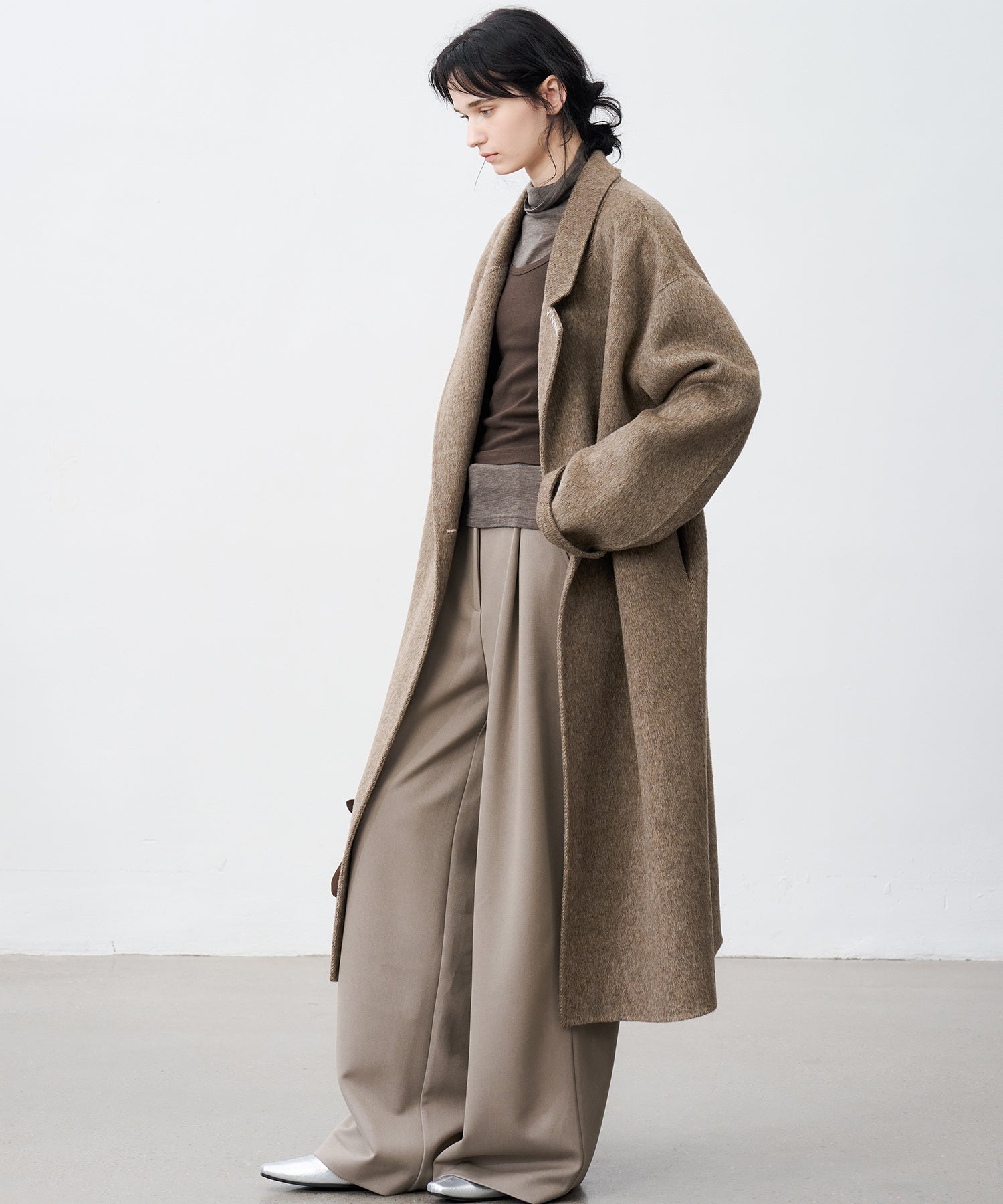 100% Wool Double-Face Long Lapel Oversized Overcoat(ウール100