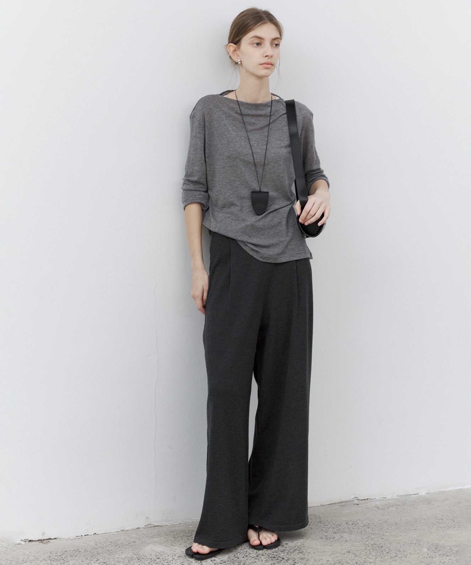 Drawstring Knit Wide Pants