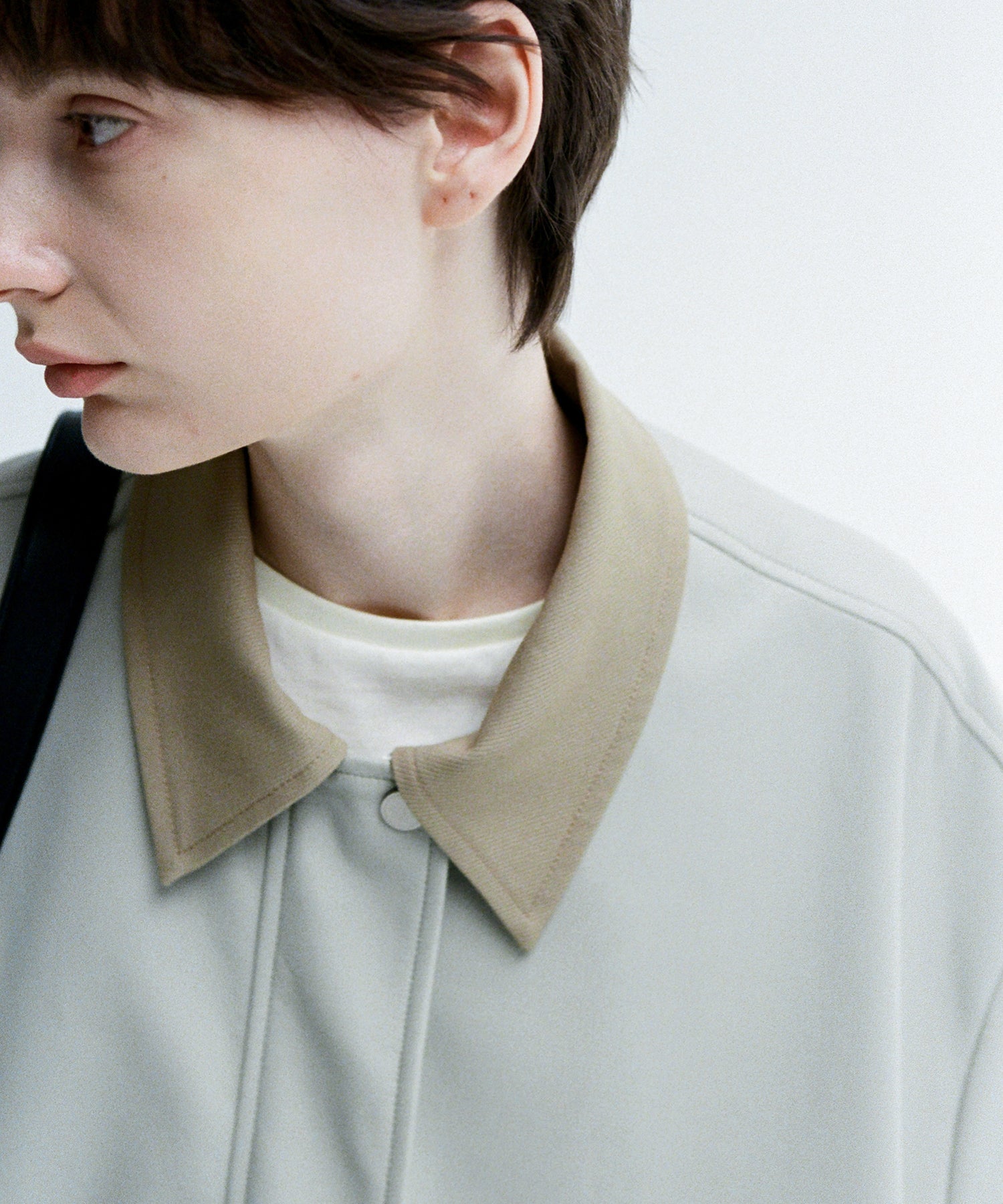 Contrast Collar Cropped Faux Leather Jacket