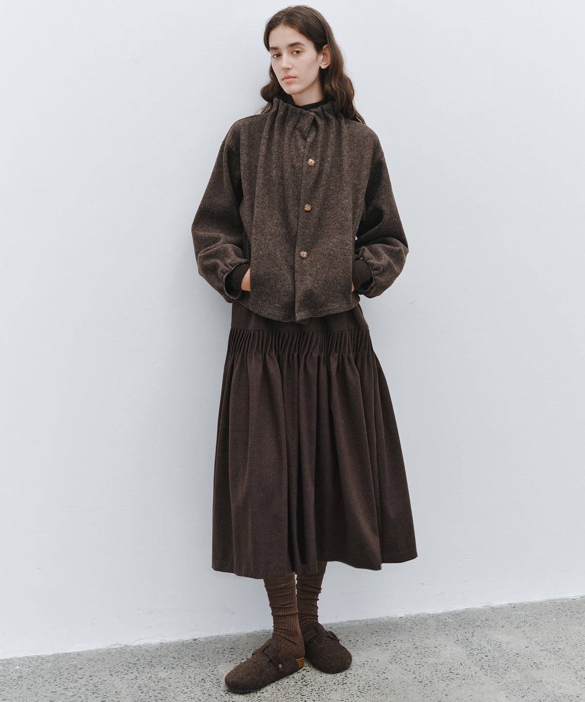 「10月下旬出荷予定」Wool-Like Balloon Flare Skirt