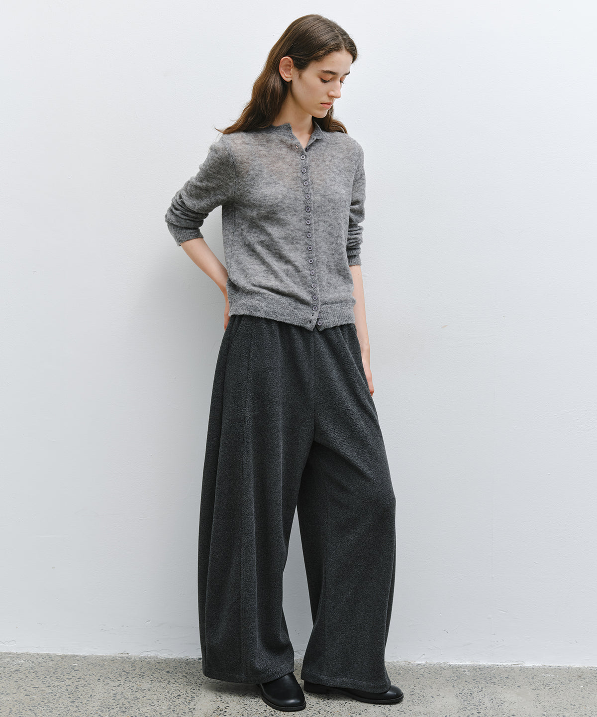 「10月下旬出荷予定」Melange Wool-Blend Multi Button Knit Cardigan