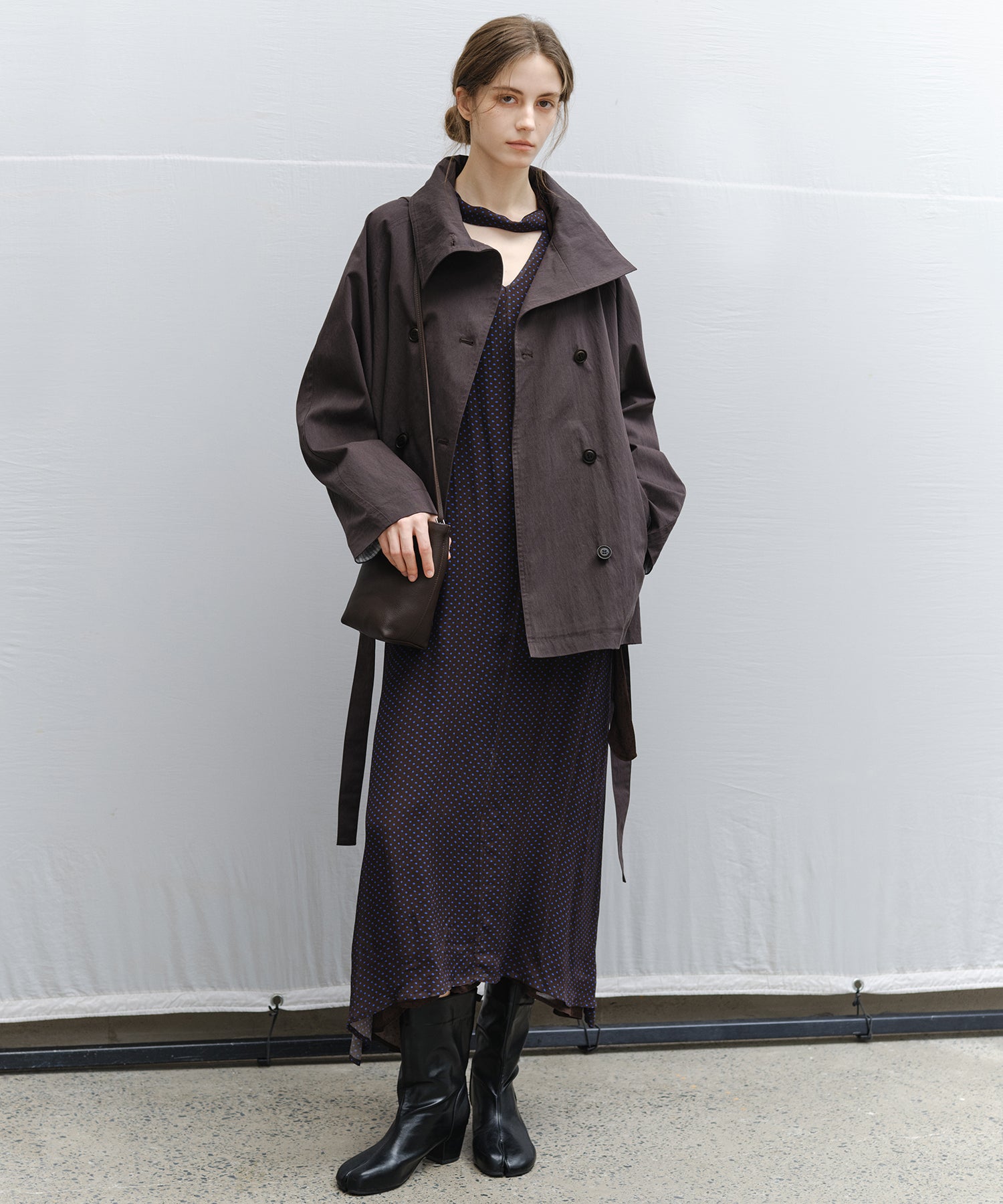 Wrap Collar Belted Cropped Trench Jacket