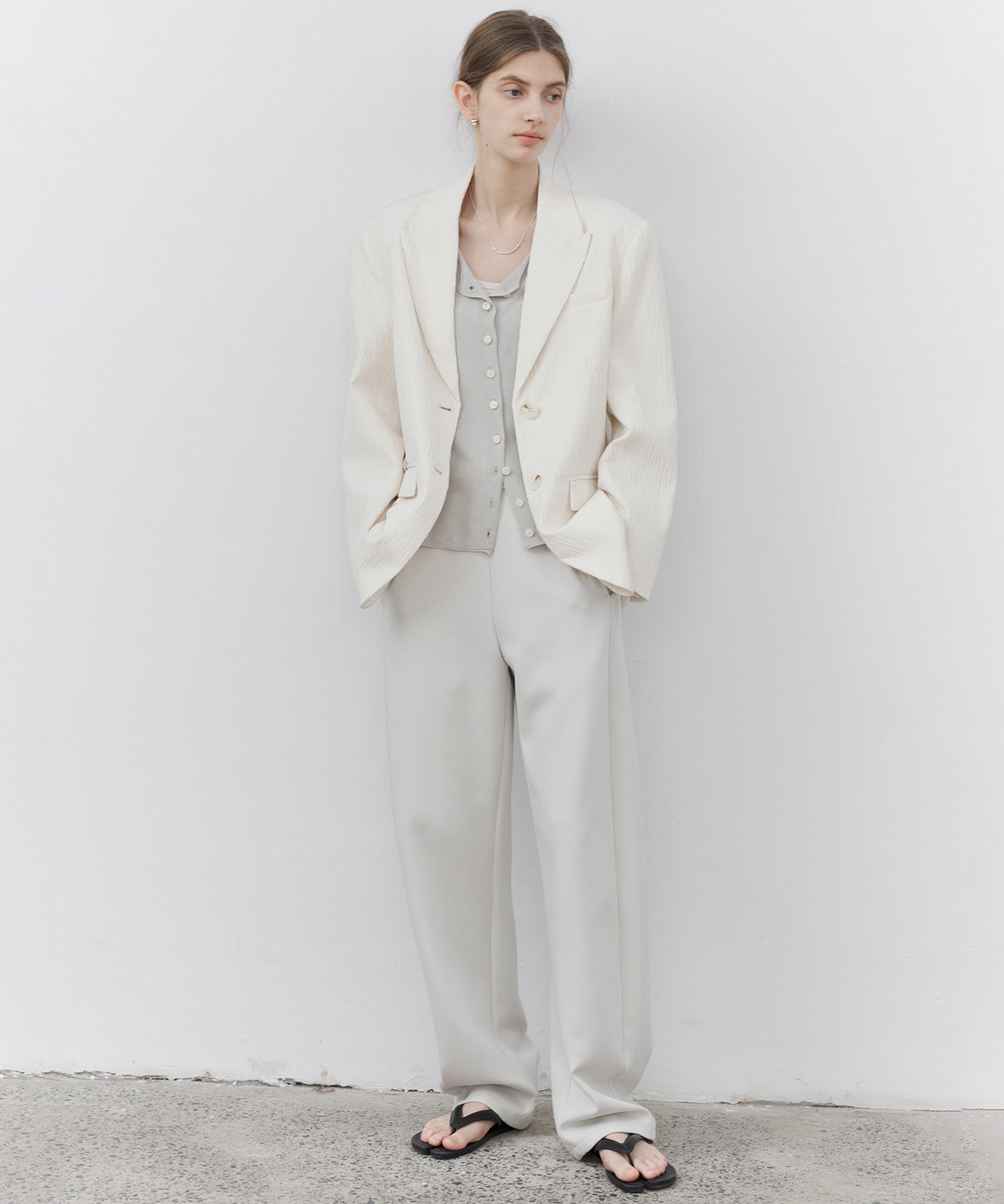 Curved Silhouette Jersey Wide Pants