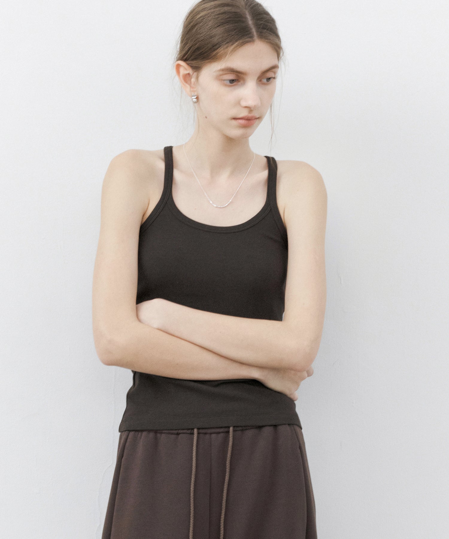 Stretch Ribbed U-Neck Tank Top